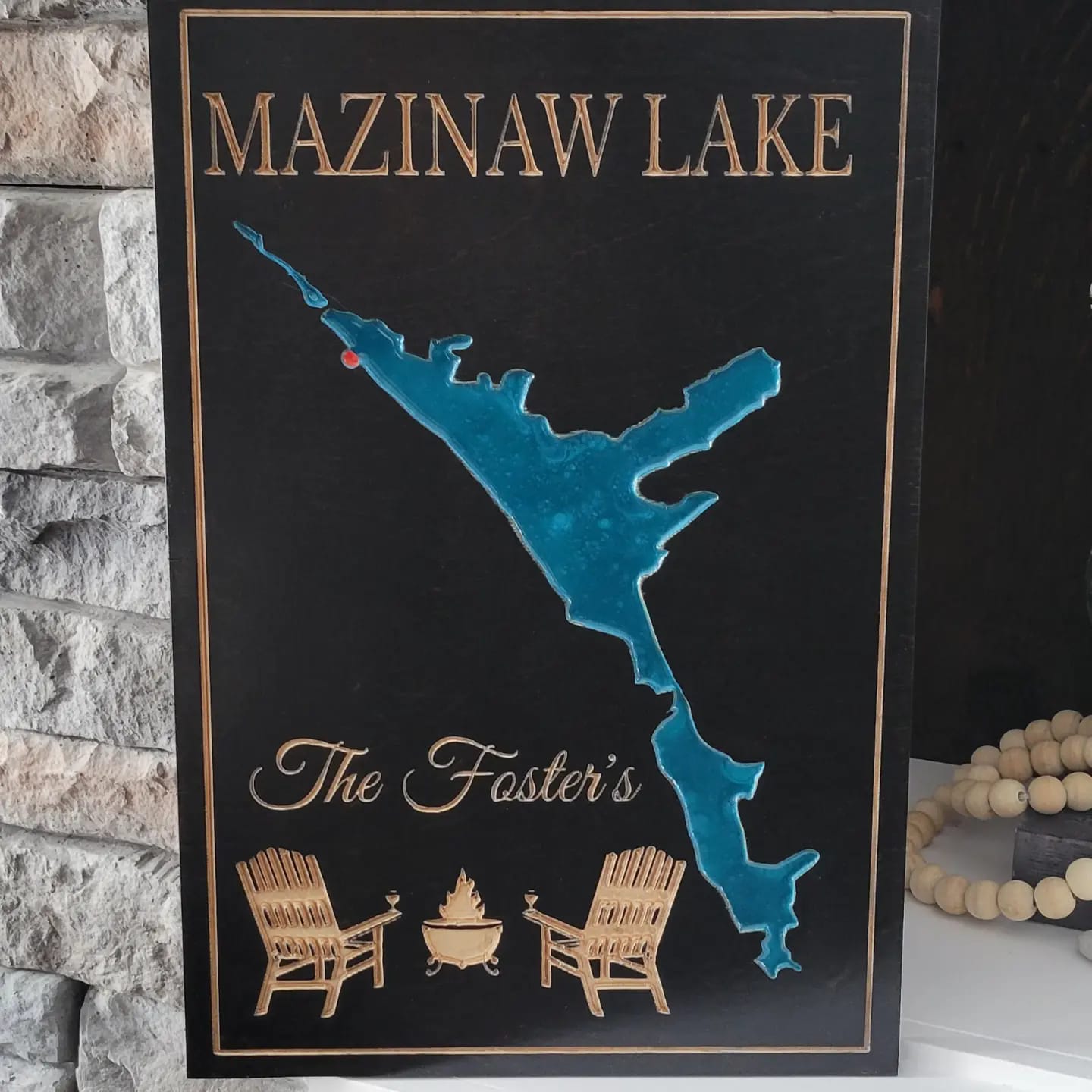 Engraved Lake Sign