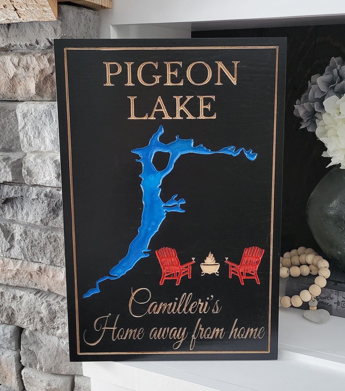 Engraved Lake Sign