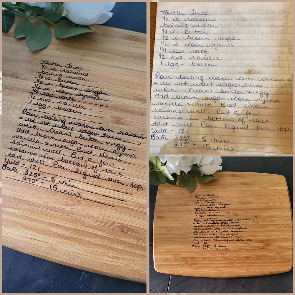 LASER Recipe Bamboo Cutting Board