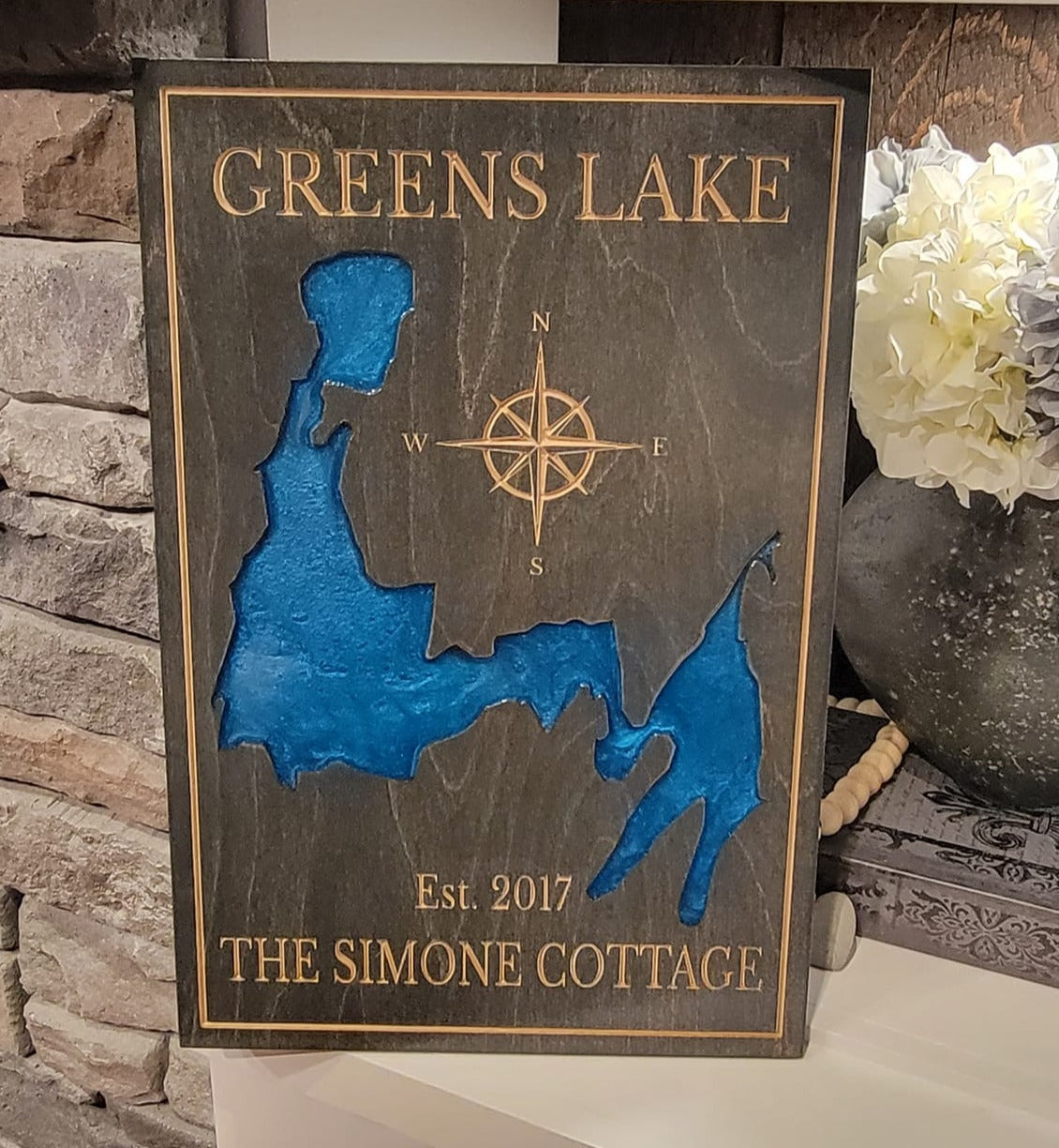 Engraved Lake Sign