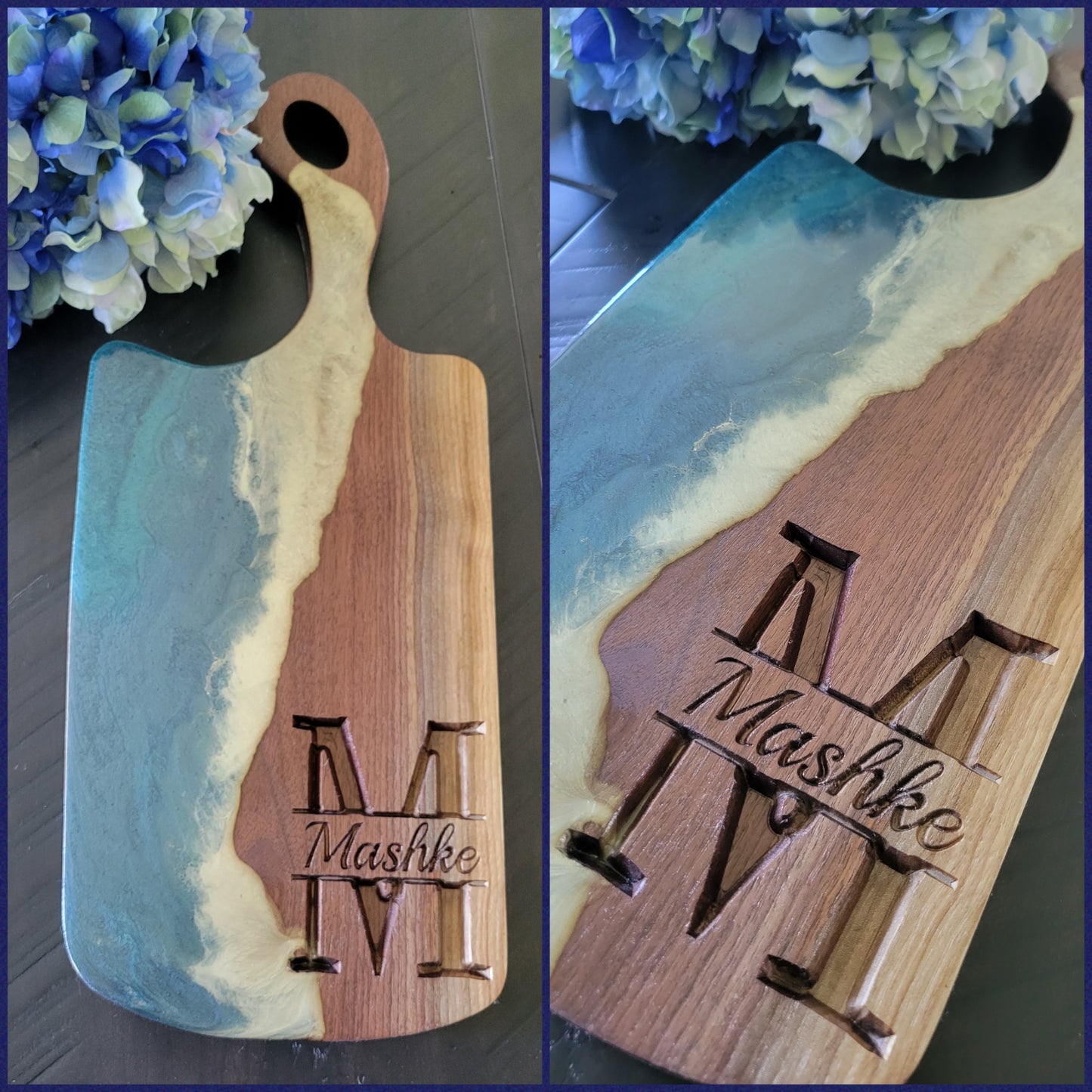 Epoxy Black Walnut Charcuterie Board with Handle