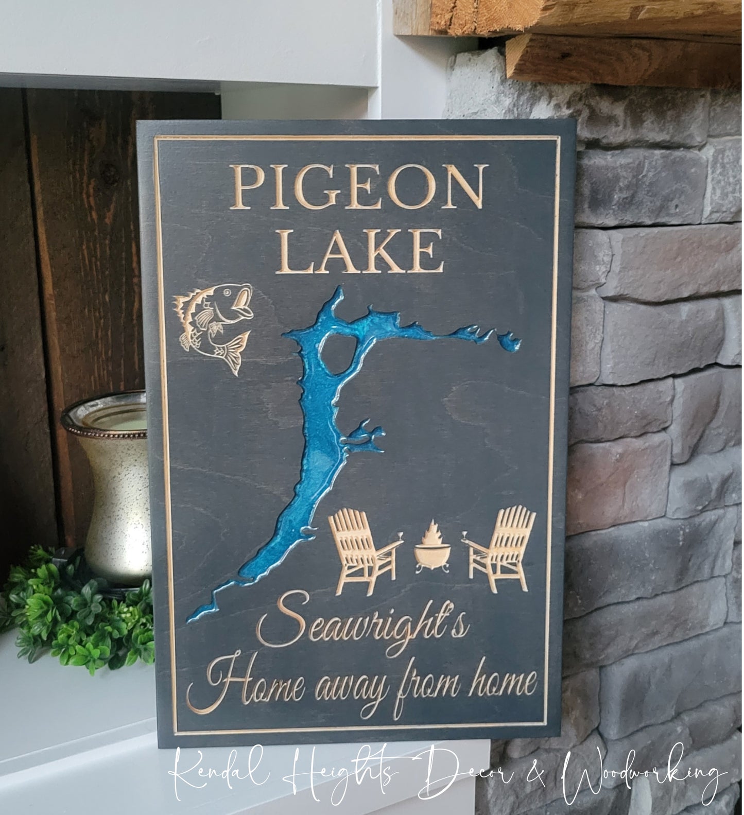 Engraved Lake Sign
