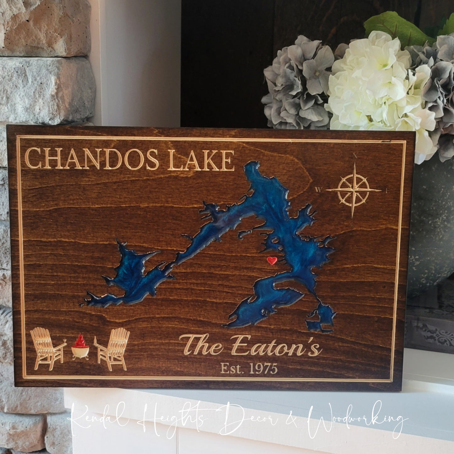 Engraved Lake Sign