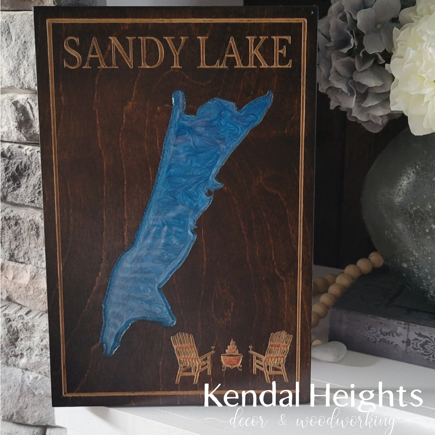 Engraved Lake Sign