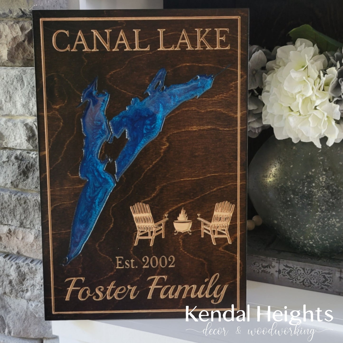 Engraved Lake Sign