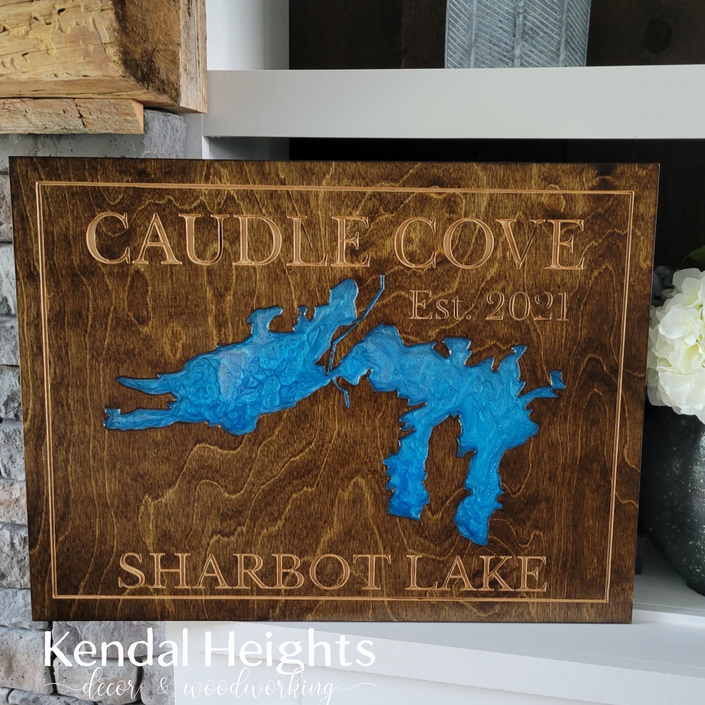 Engraved Lake Sign
