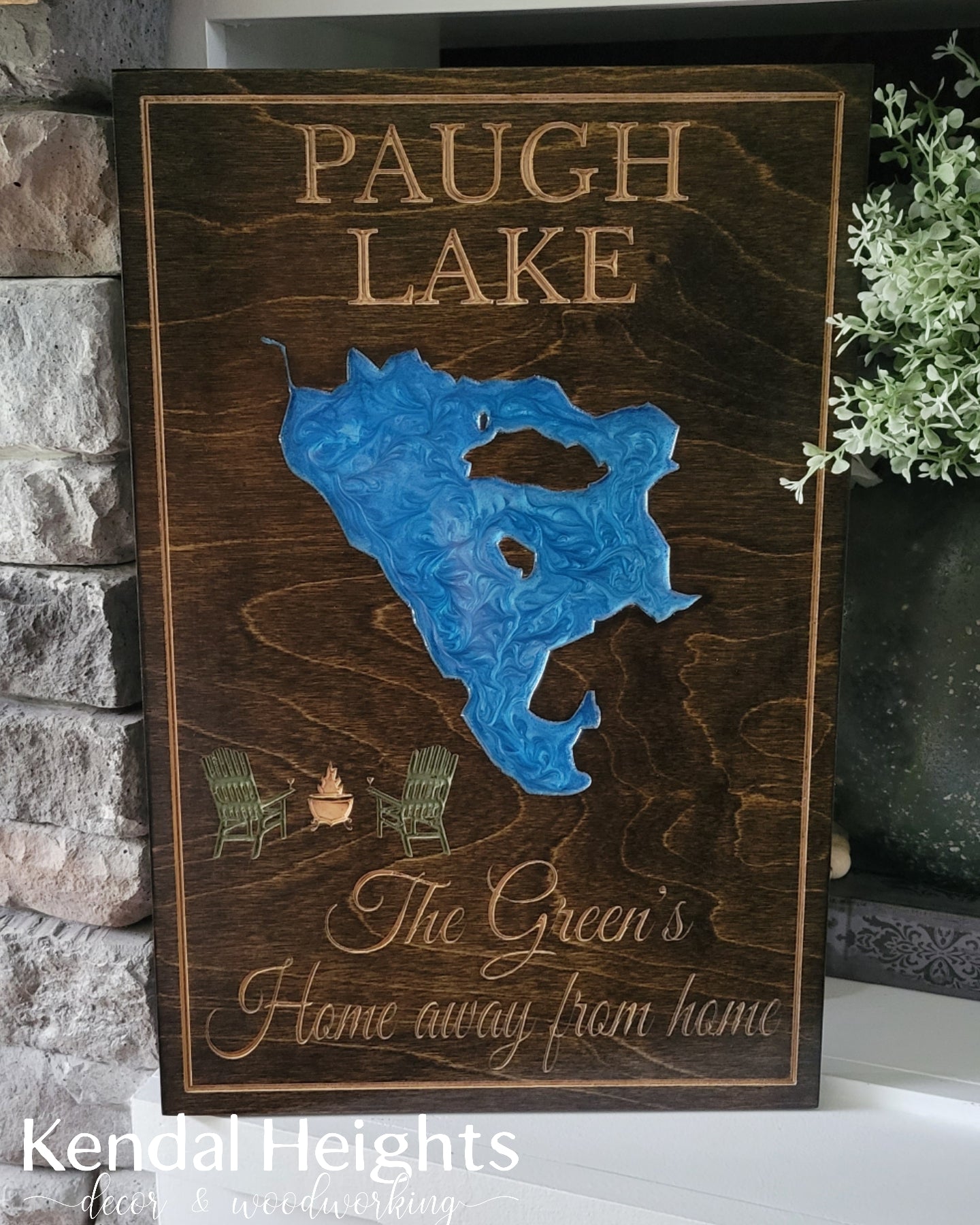 Engraved Lake Sign