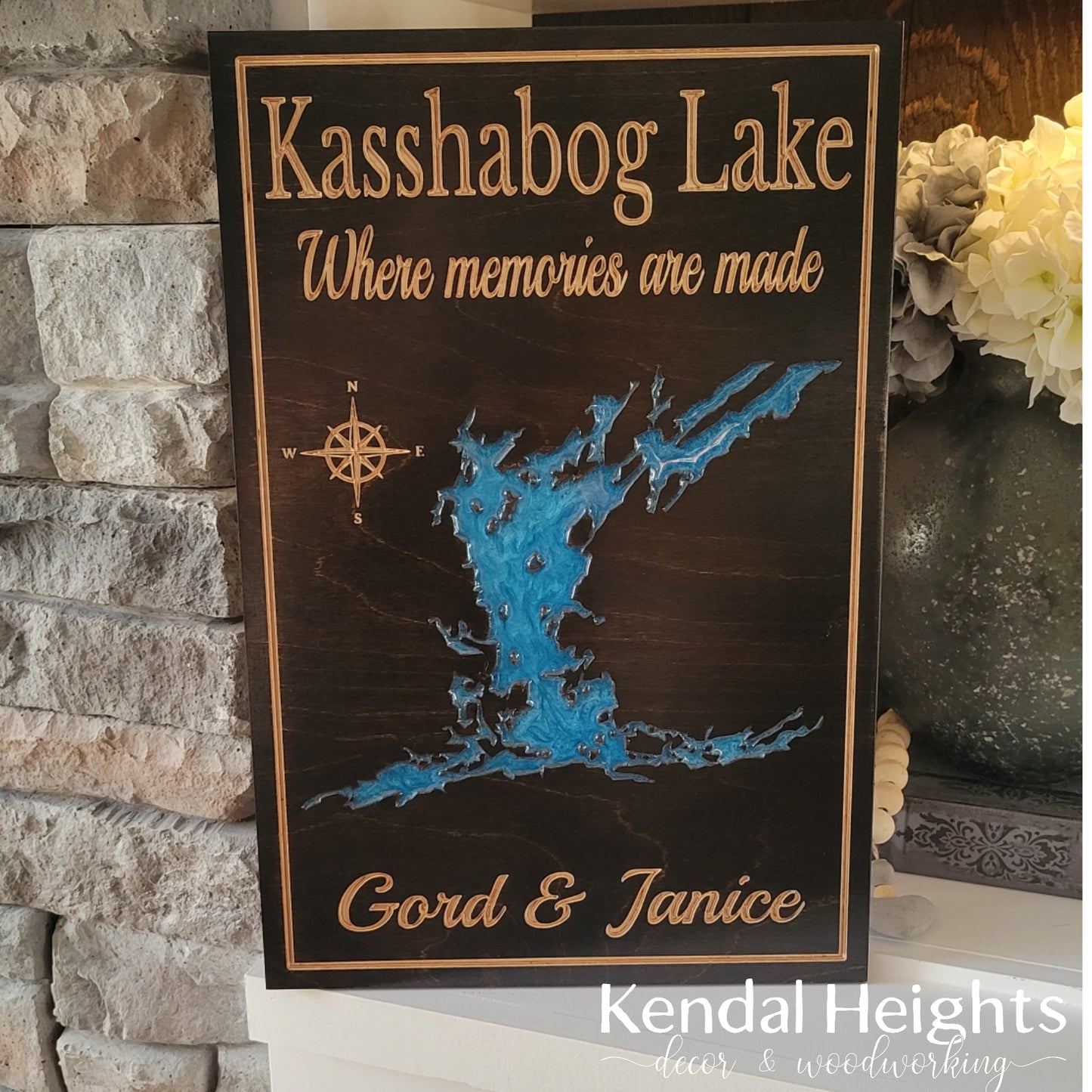 Engraved Lake Sign