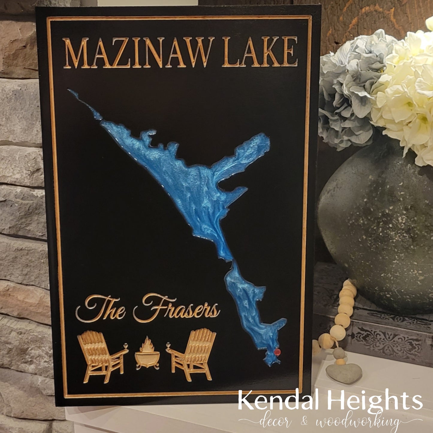 Engraved Lake Sign