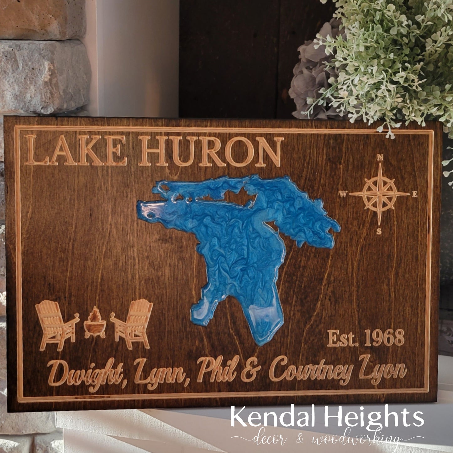Engraved Lake Sign