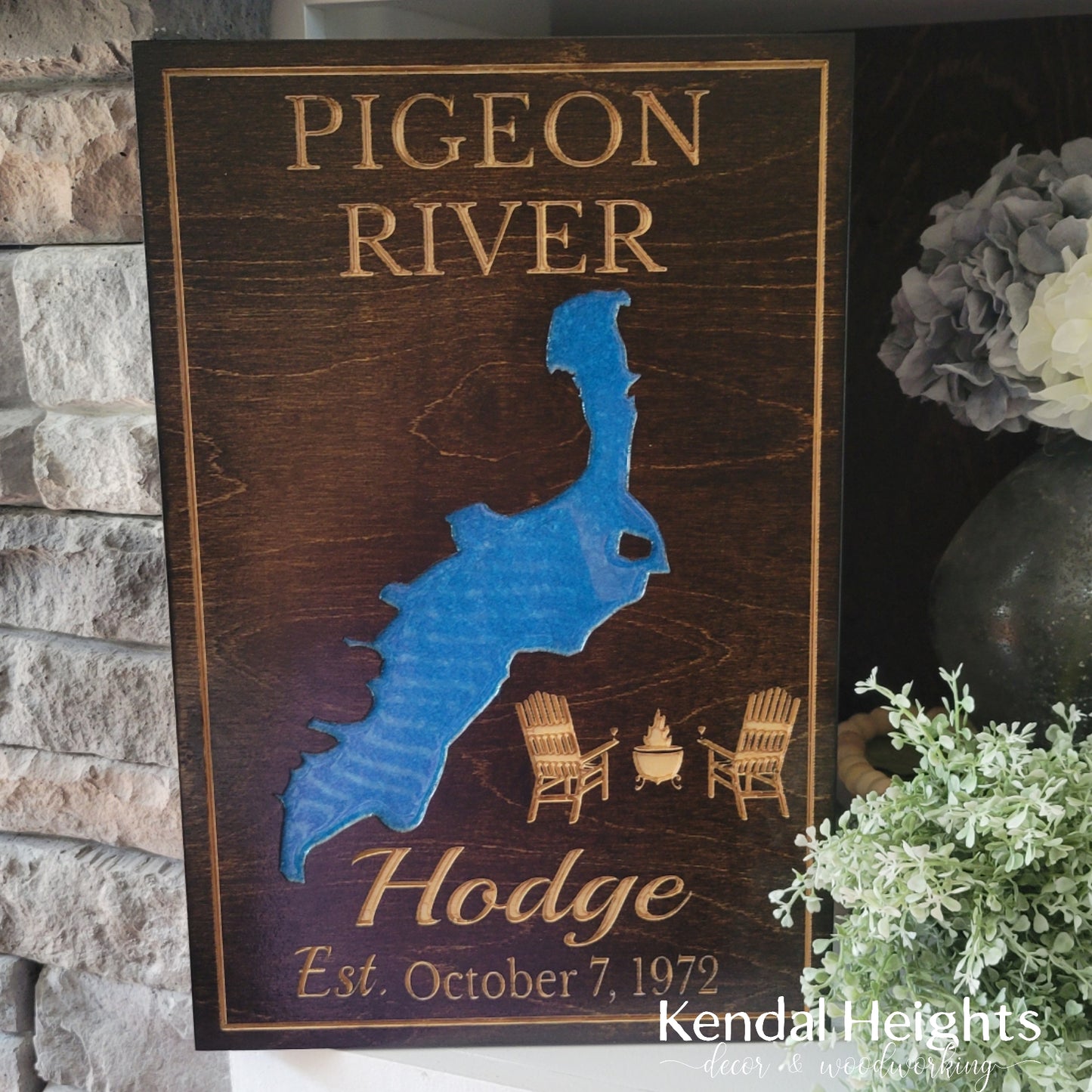 Engraved Lake Sign
