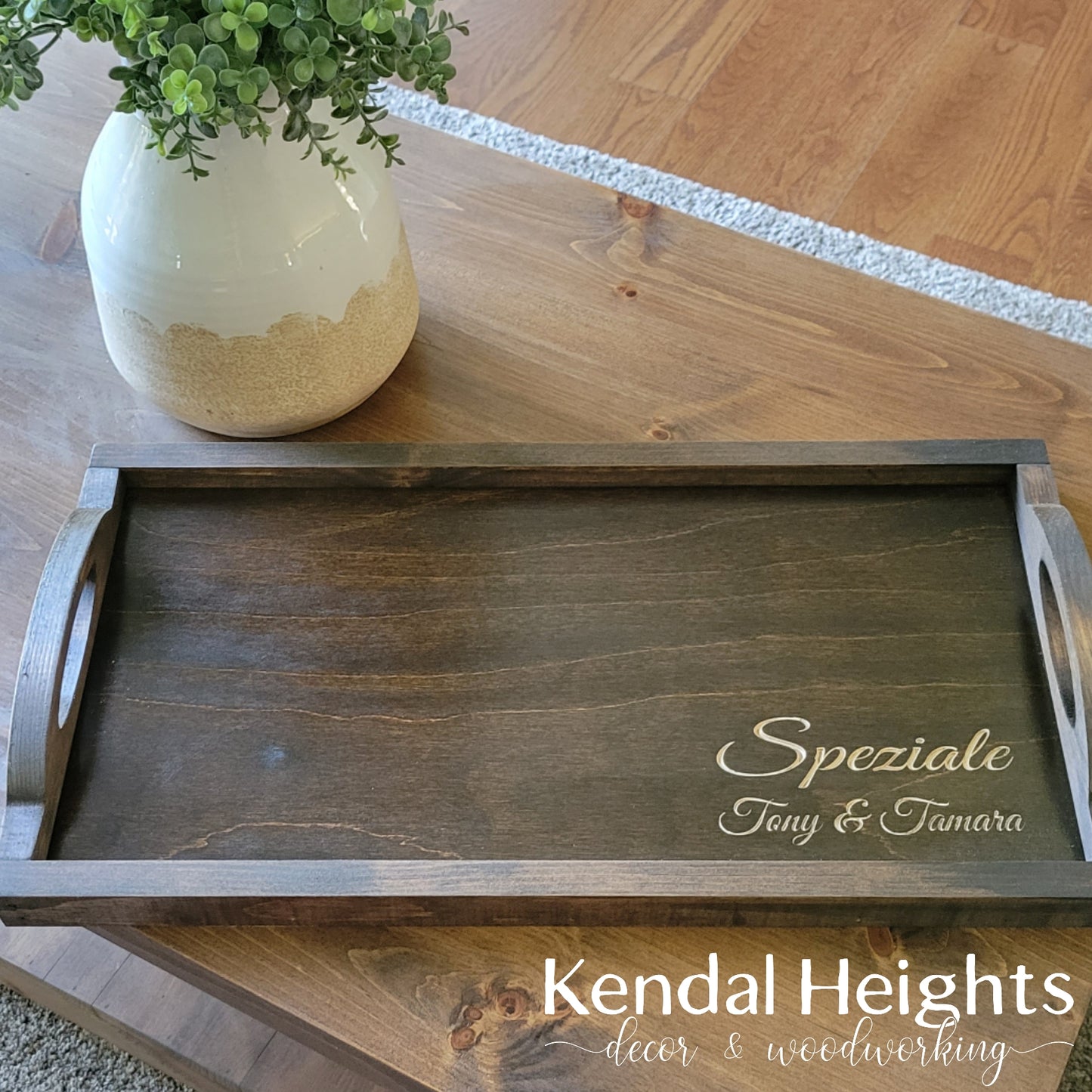 Personalized Tray with wood handles