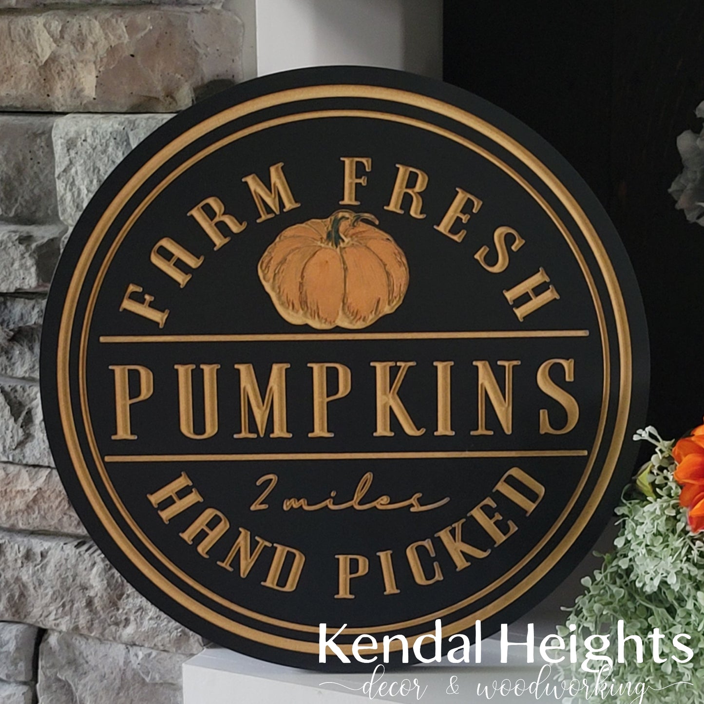 Custom Engraved Round Fall Signs