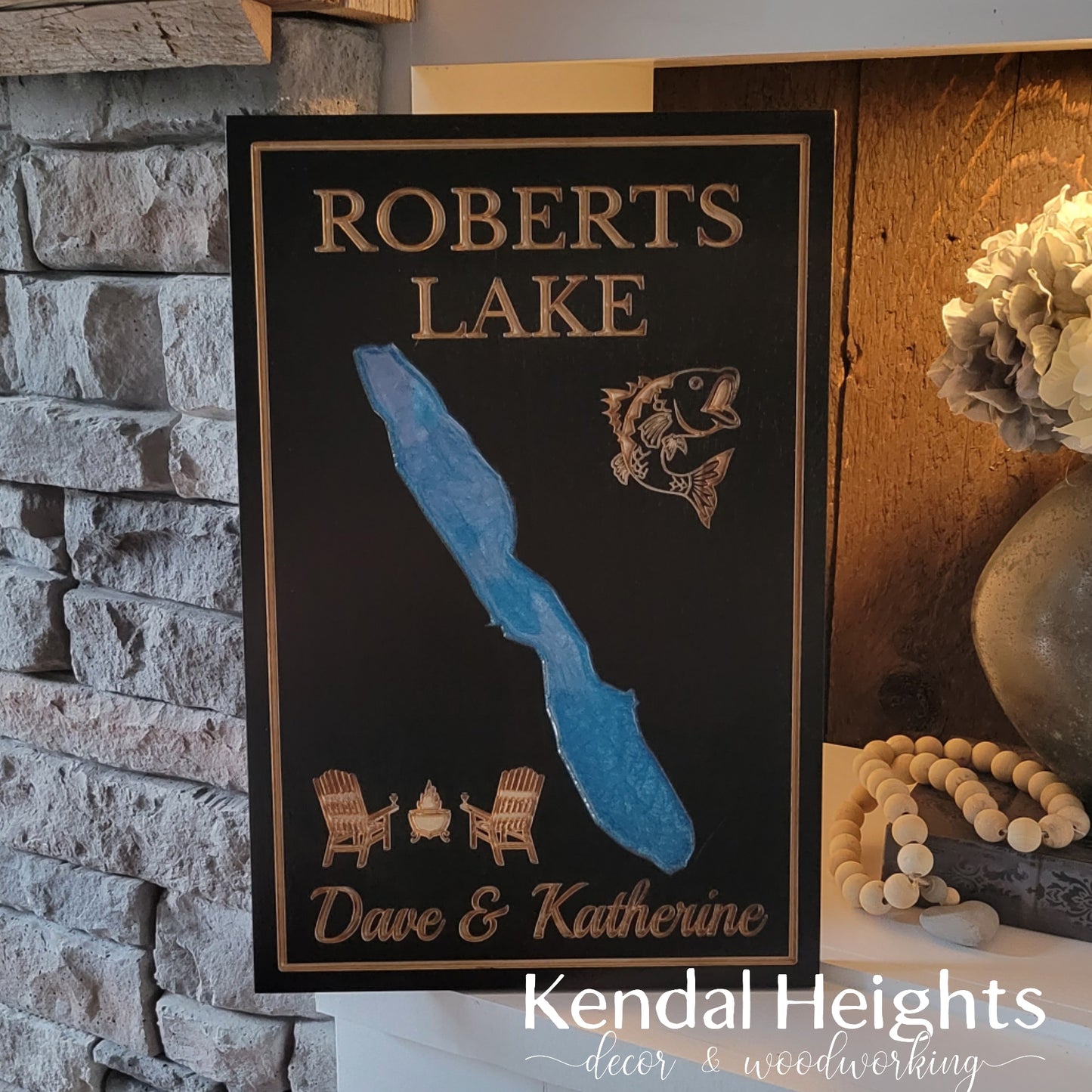 Engraved Lake Sign