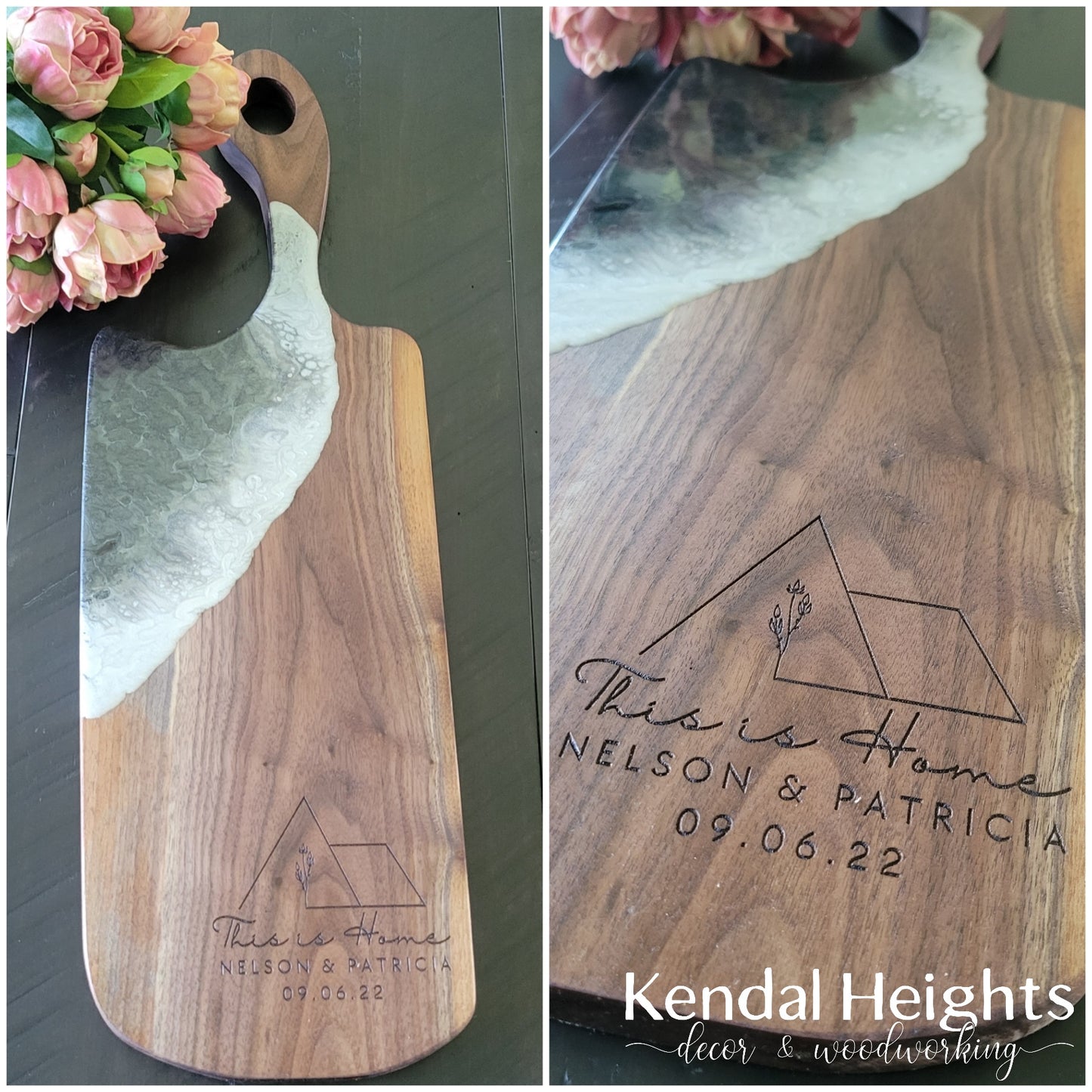 Epoxy Black Walnut Charcuterie Board with Handle