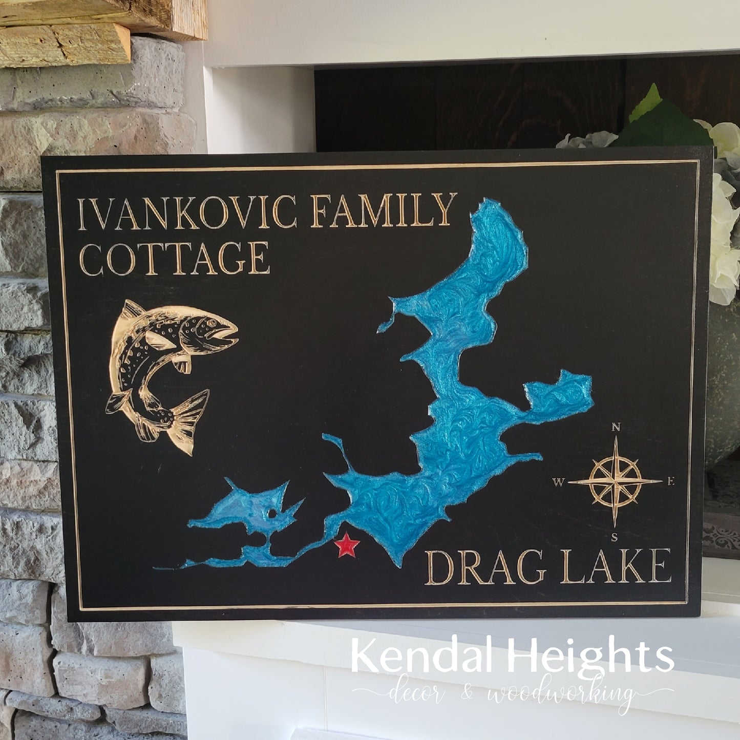 Engraved Lake Sign