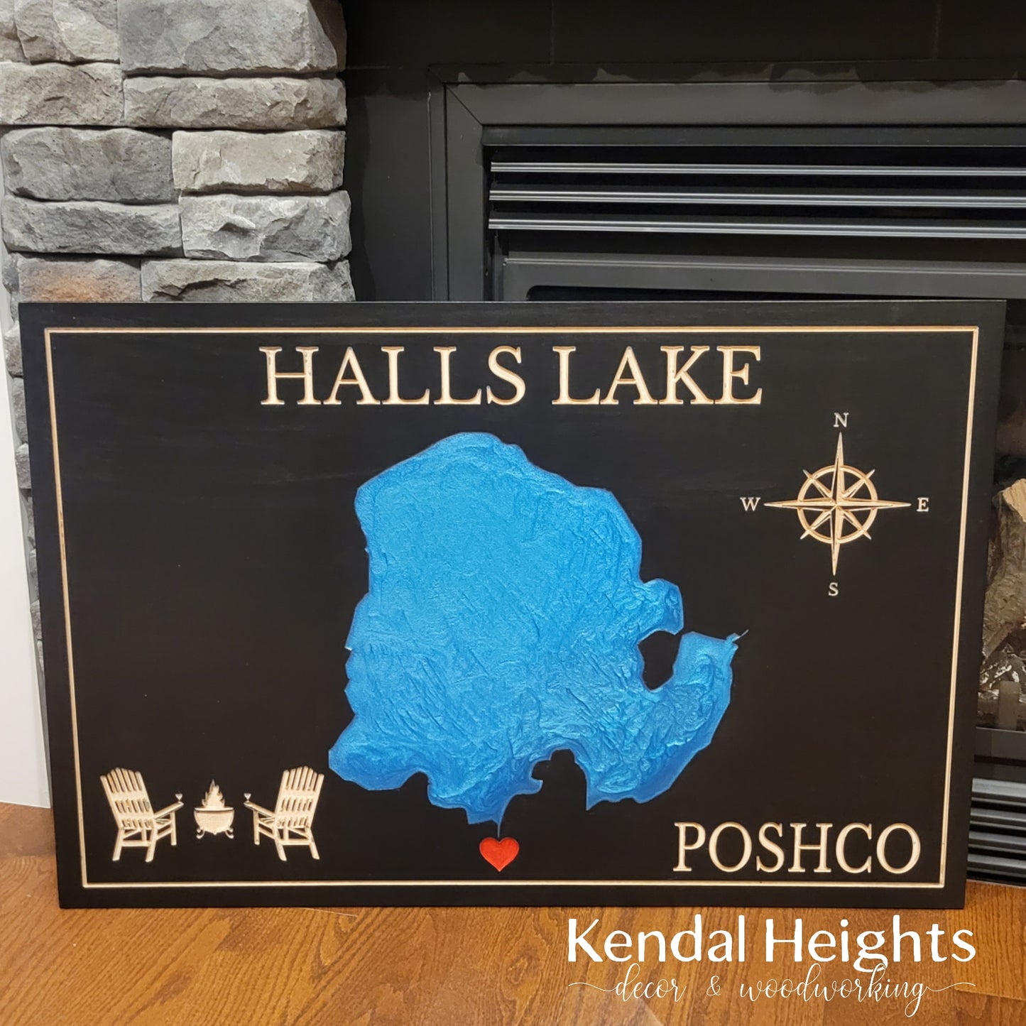 Engraved Lake Sign