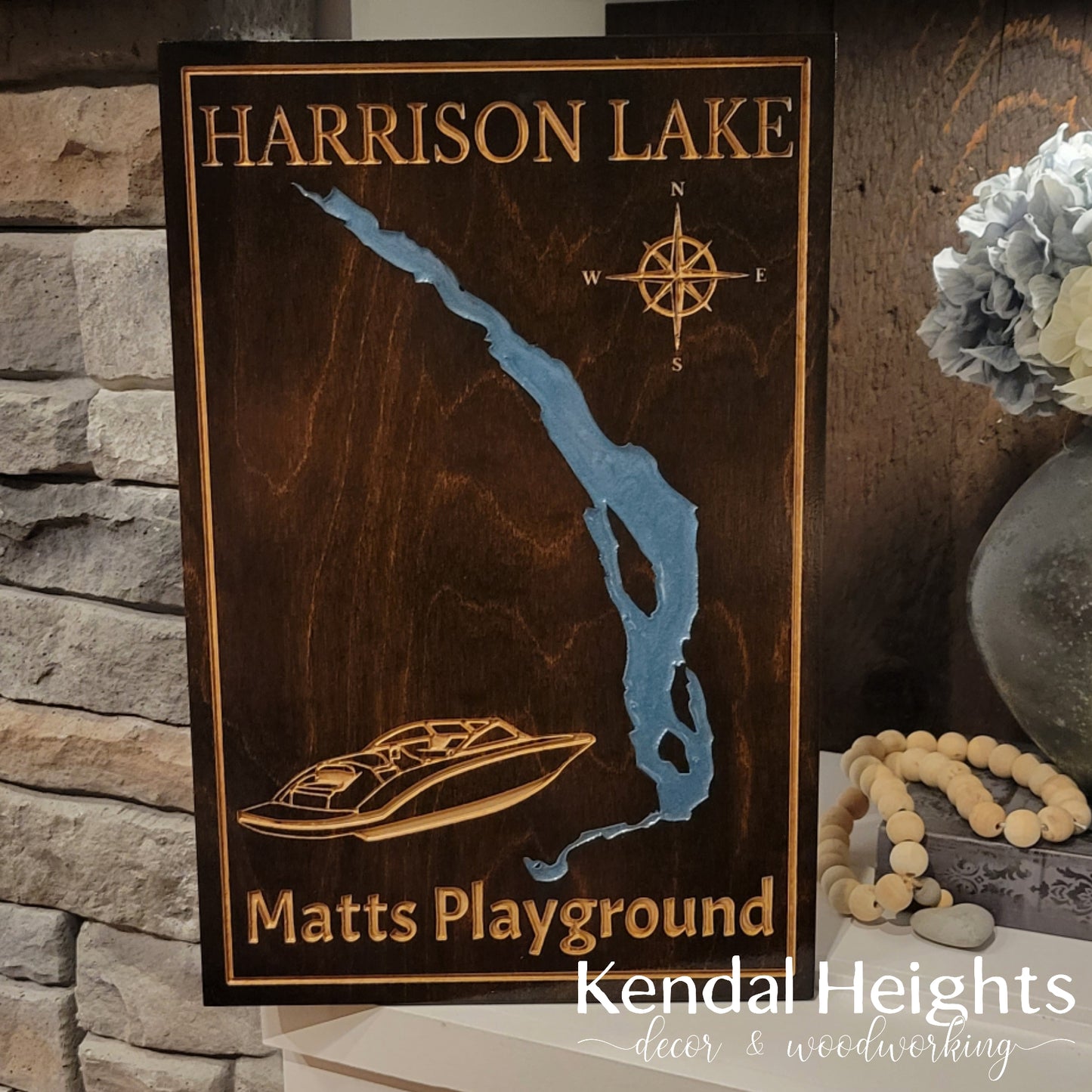 Engraved Lake Sign