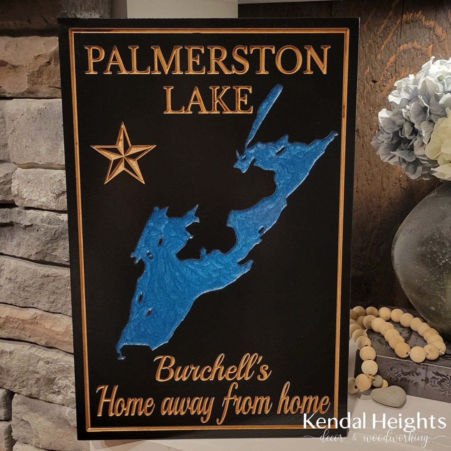 Engraved Lake Sign