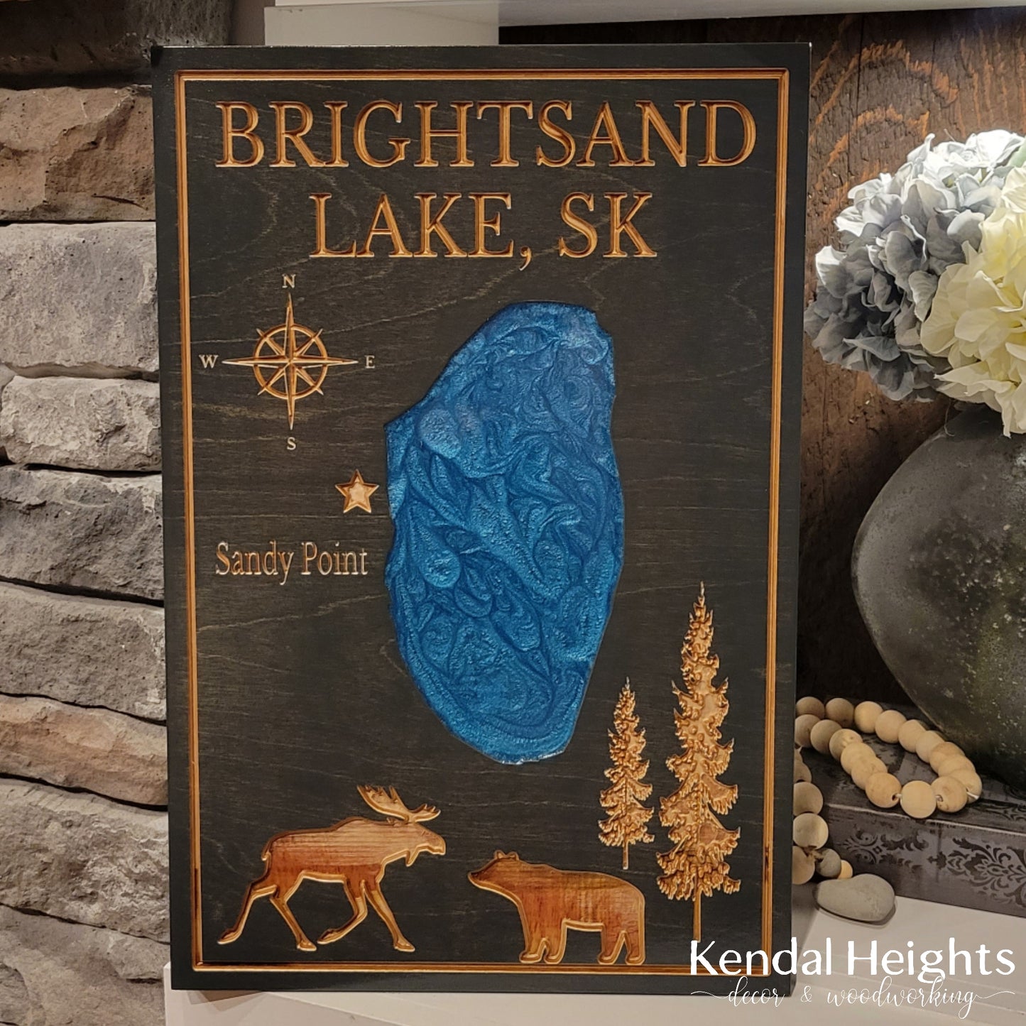 Engraved Lake Sign