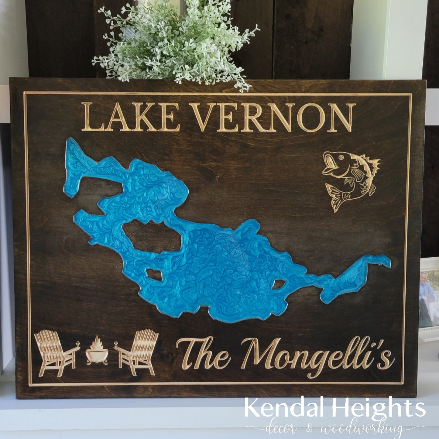 Engraved Lake Sign
