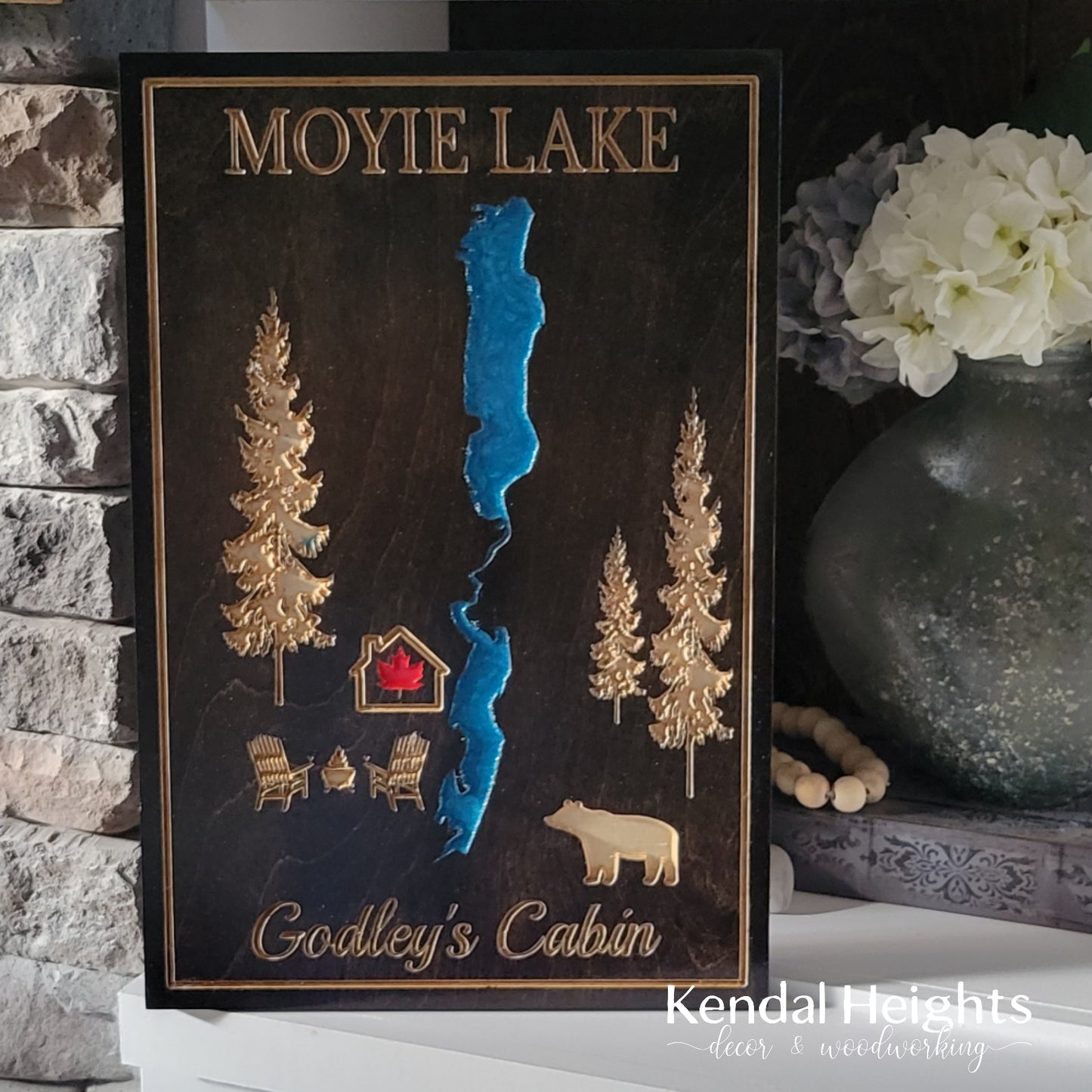 Engraved Lake Sign
