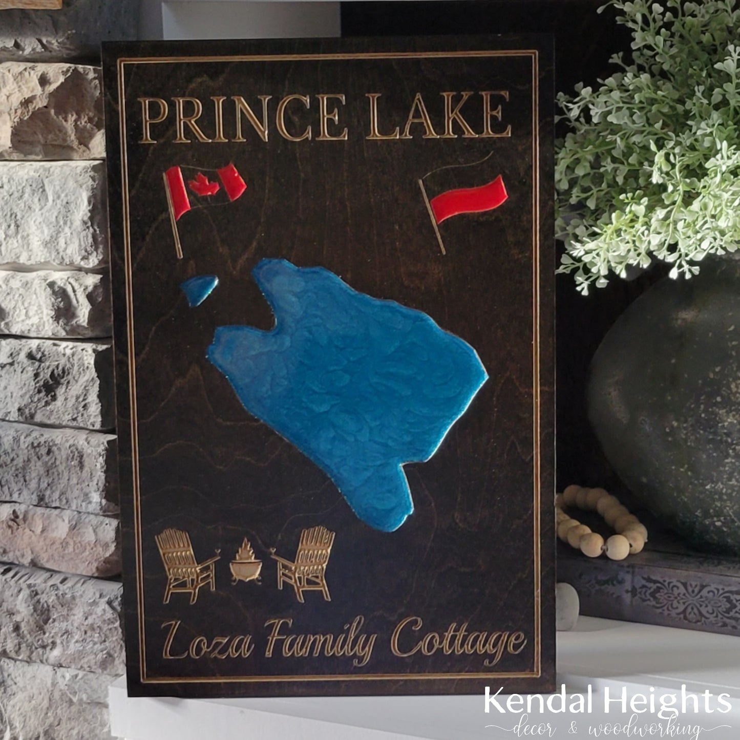 Engraved Lake Sign