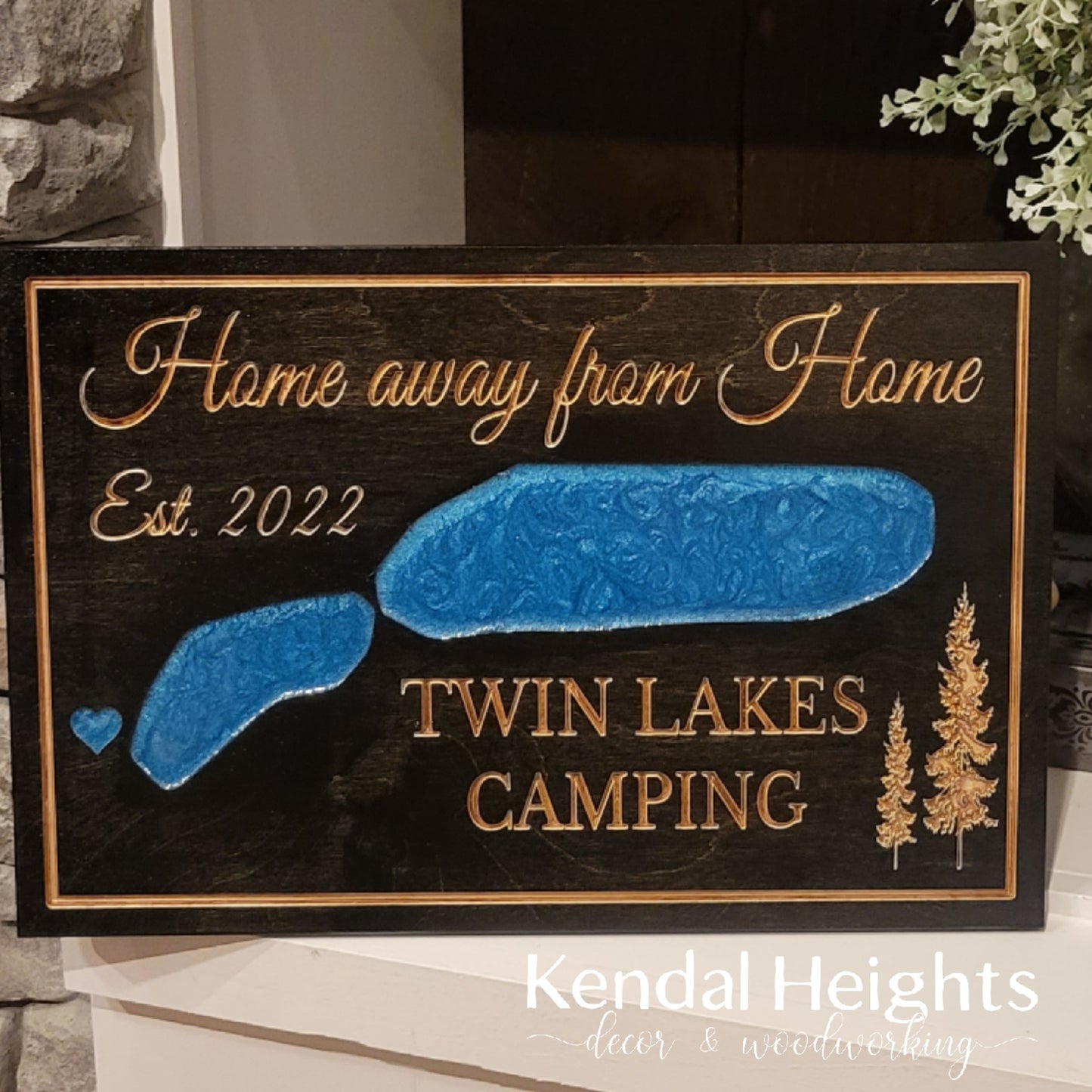 Engraved Lake Sign
