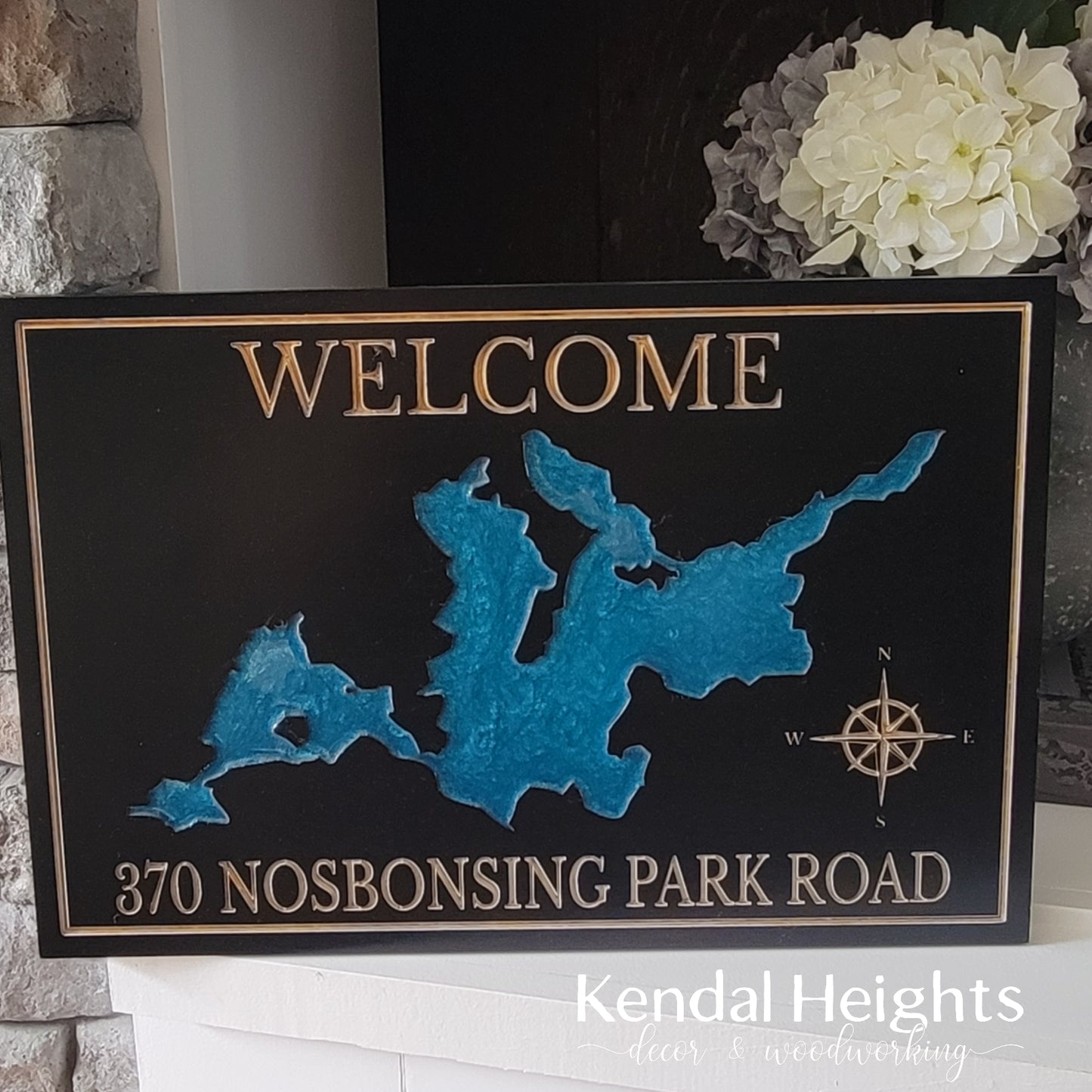 Engraved Lake Sign