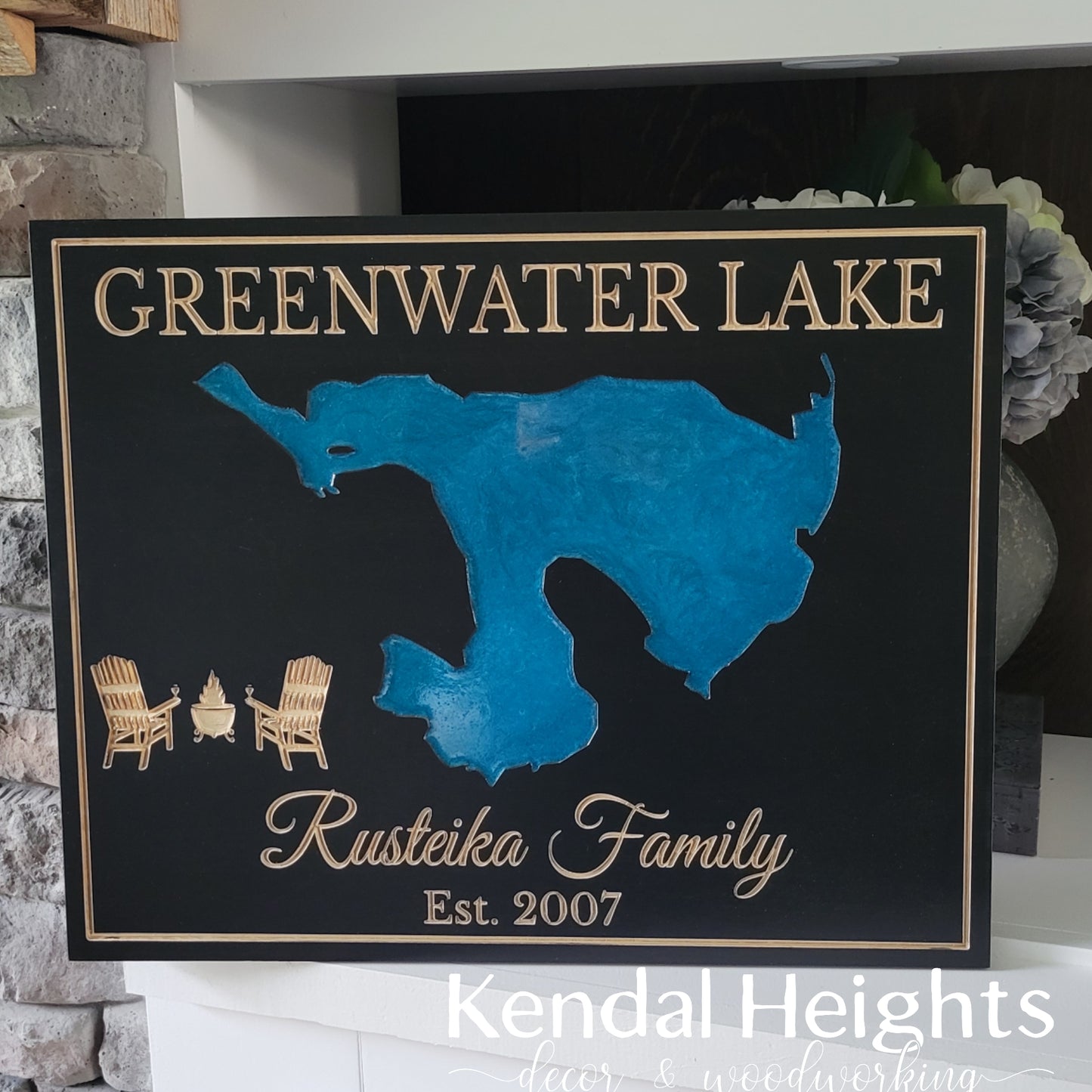 Engraved Lake Sign