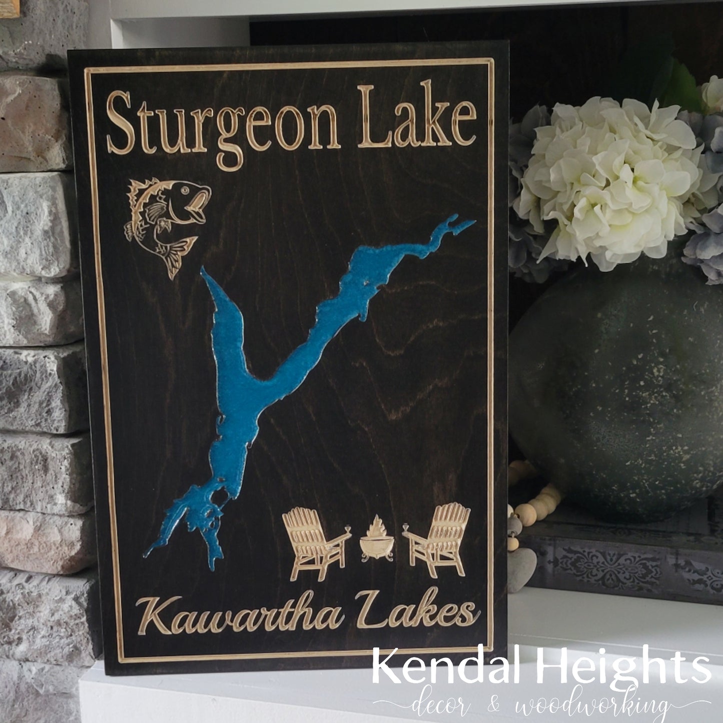 Engraved Lake Sign