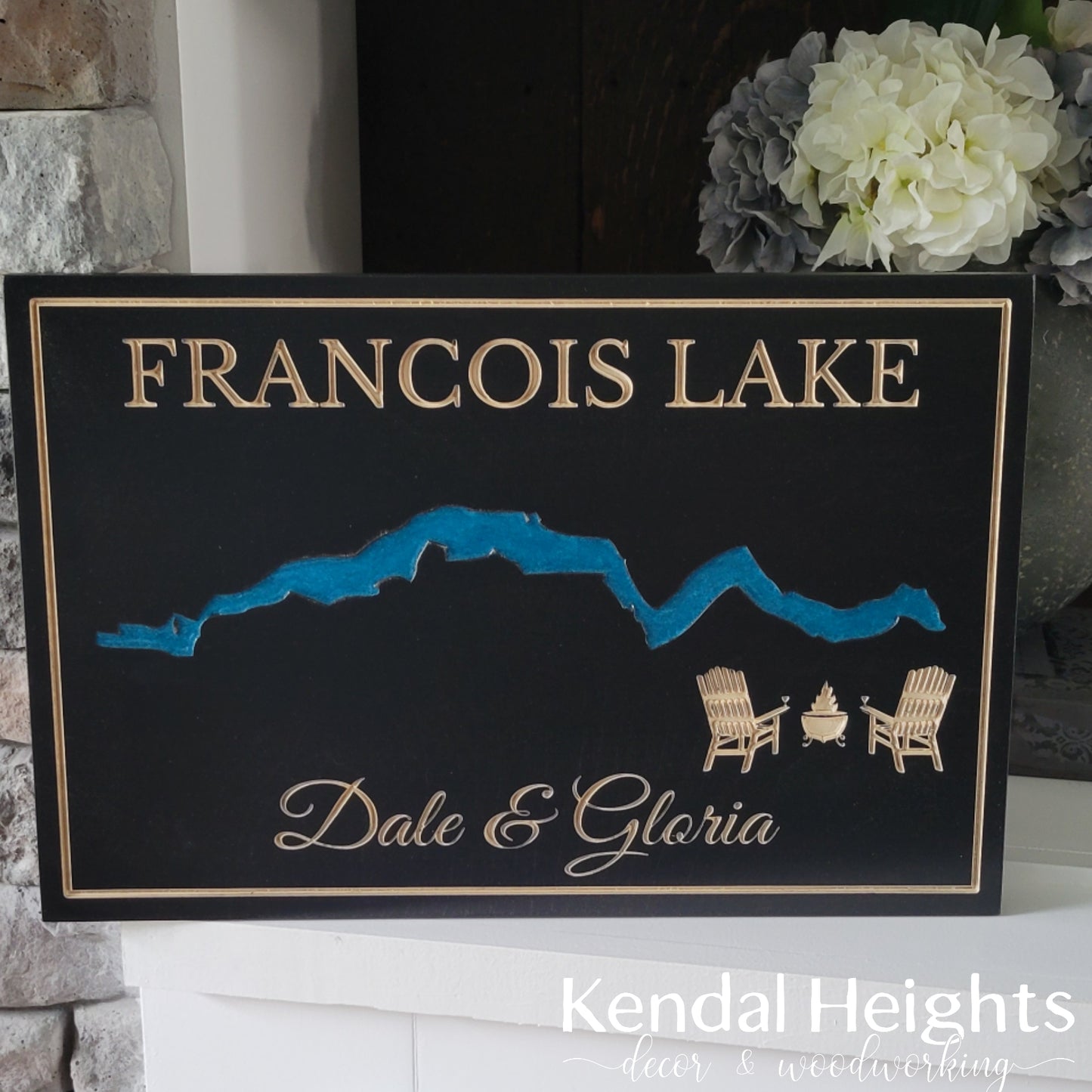 Engraved Lake Sign