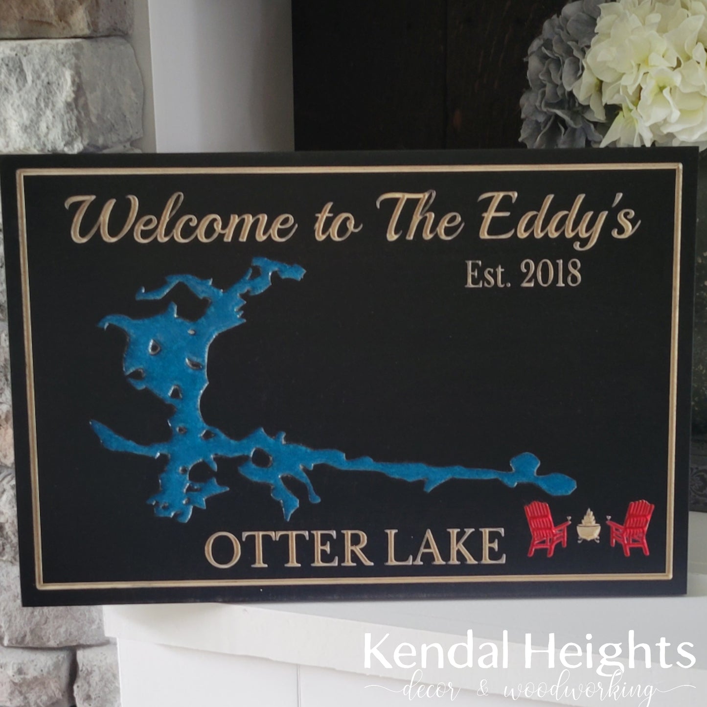 Engraved Lake Sign