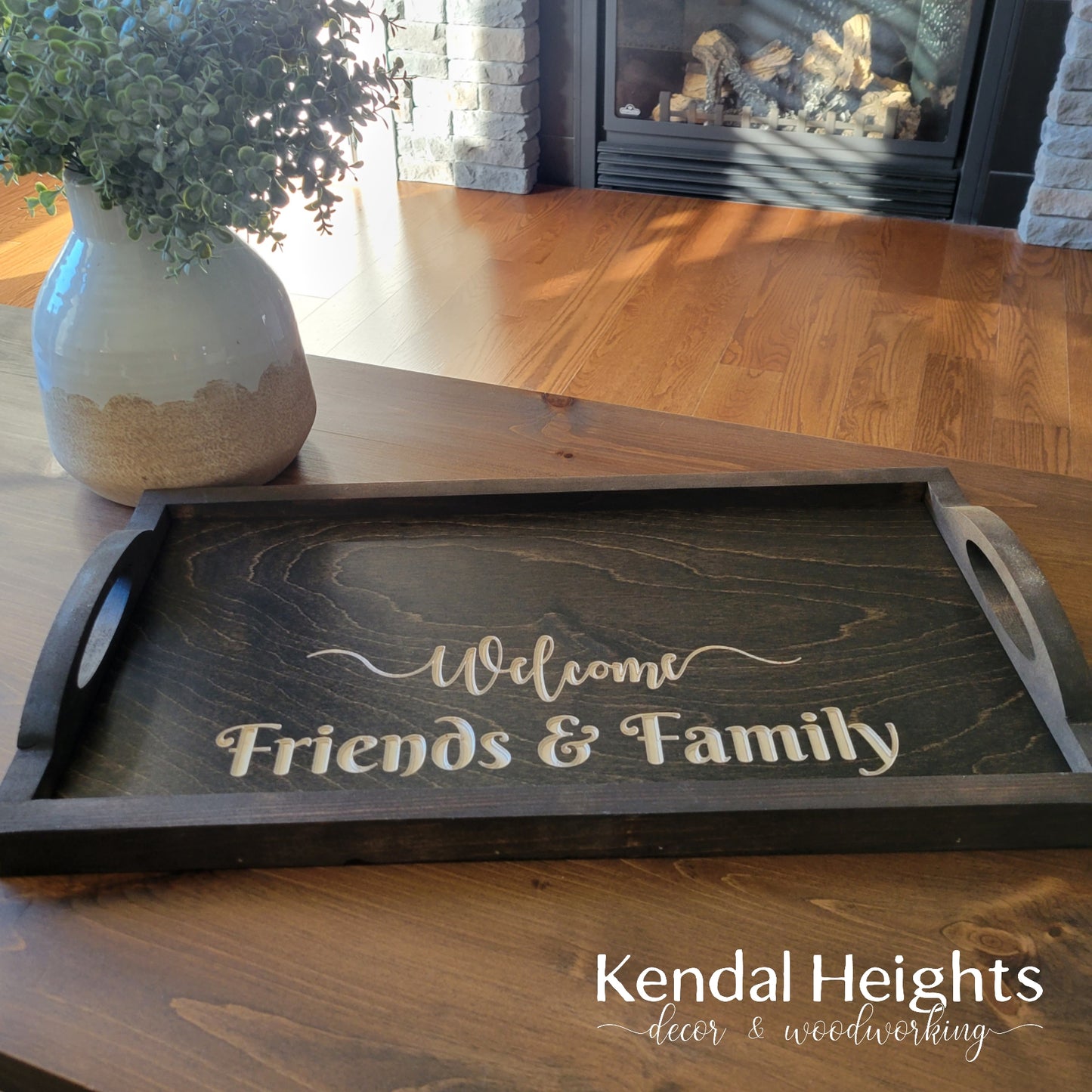 Personalized Tray with wood handles