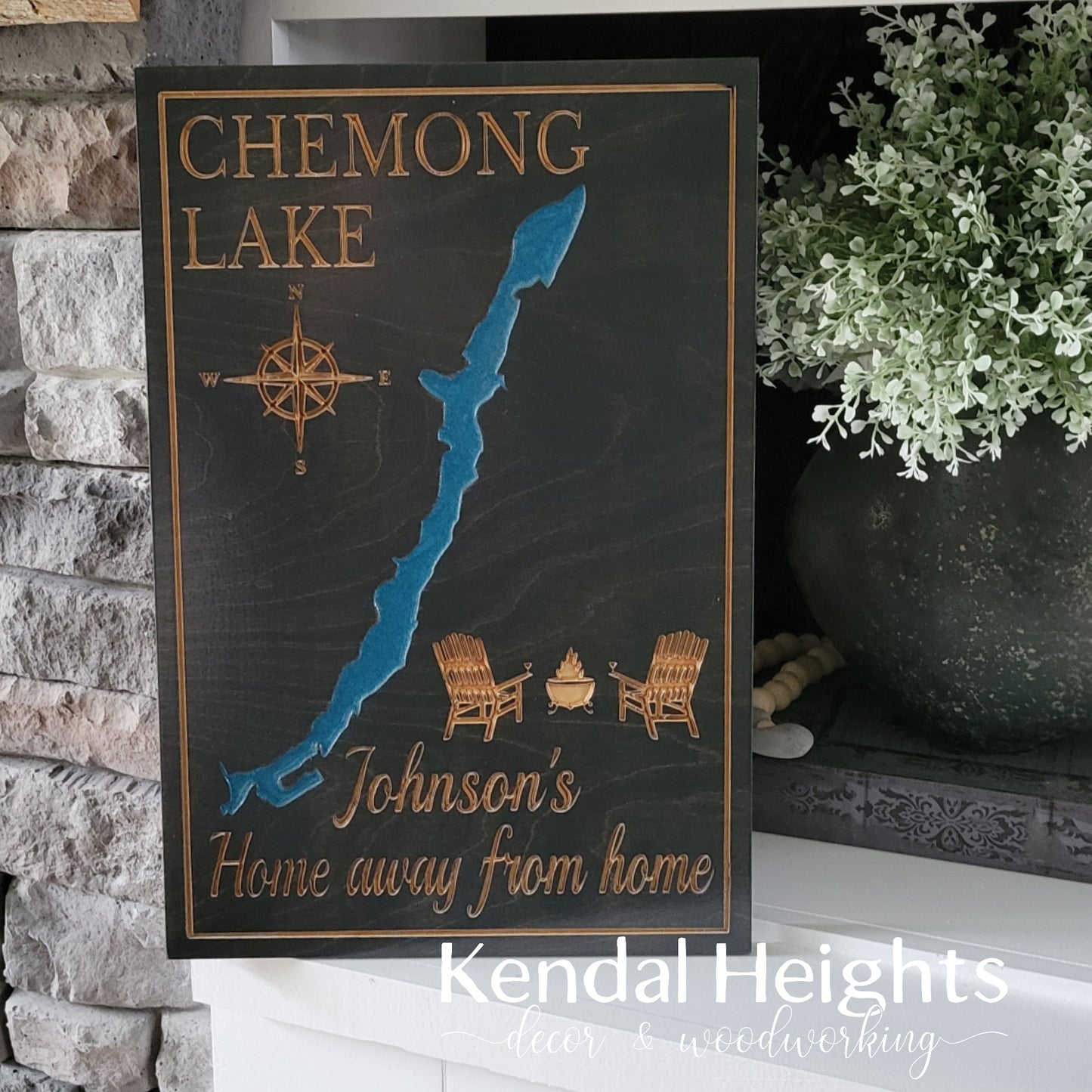 Engraved Lake Sign