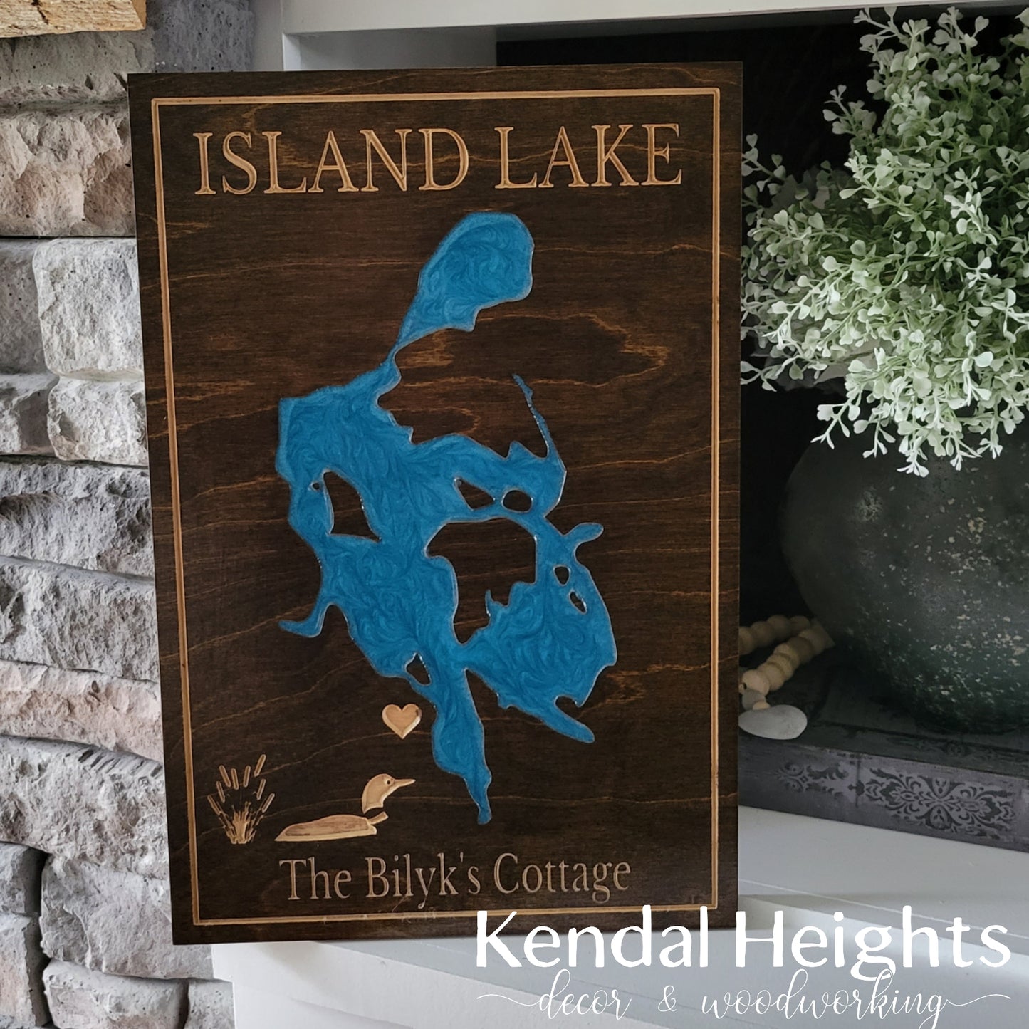 Engraved Lake Sign
