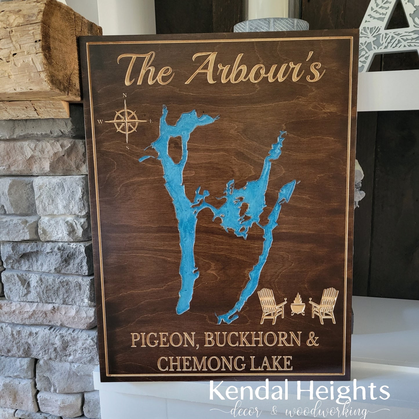 Engraved Lake Sign