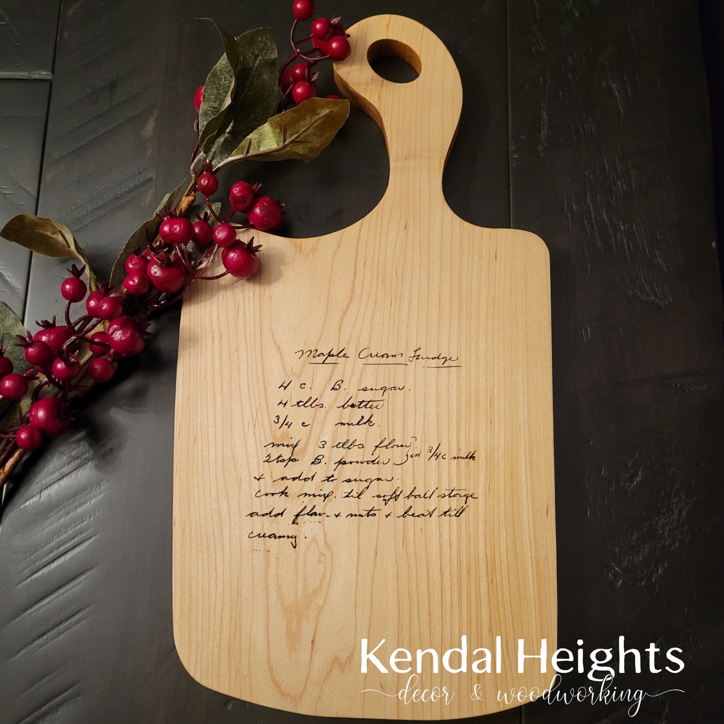 Maple Engraved Charcuterie Board with Handle