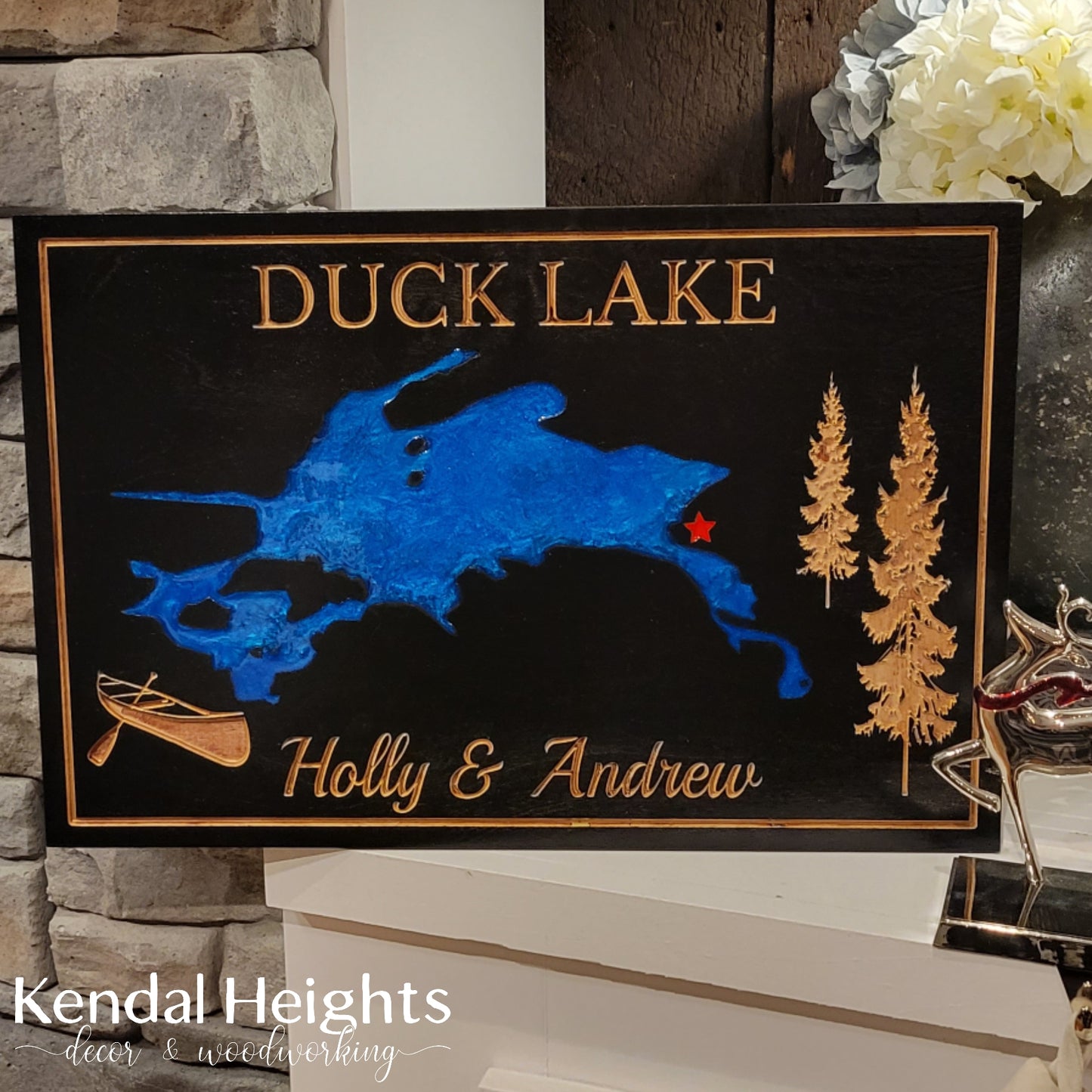 Engraved Lake Sign
