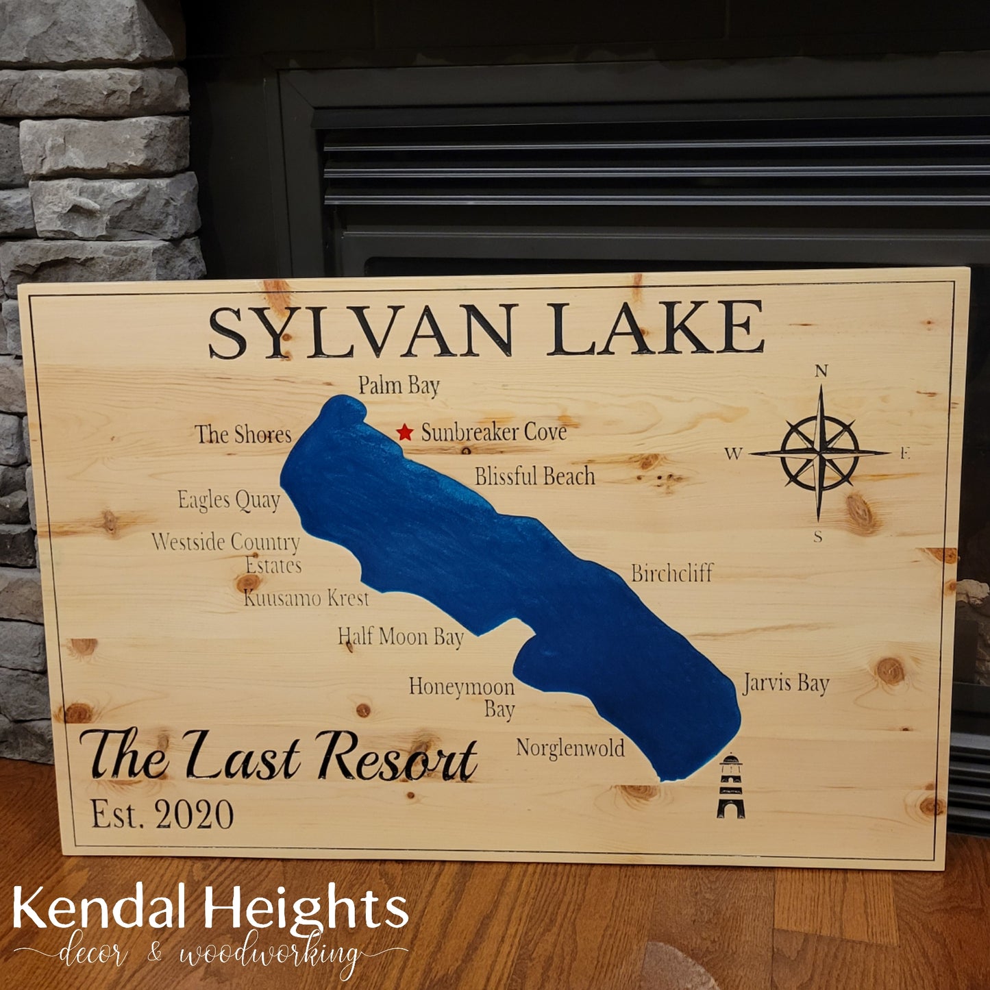 Engraved Lake Sign