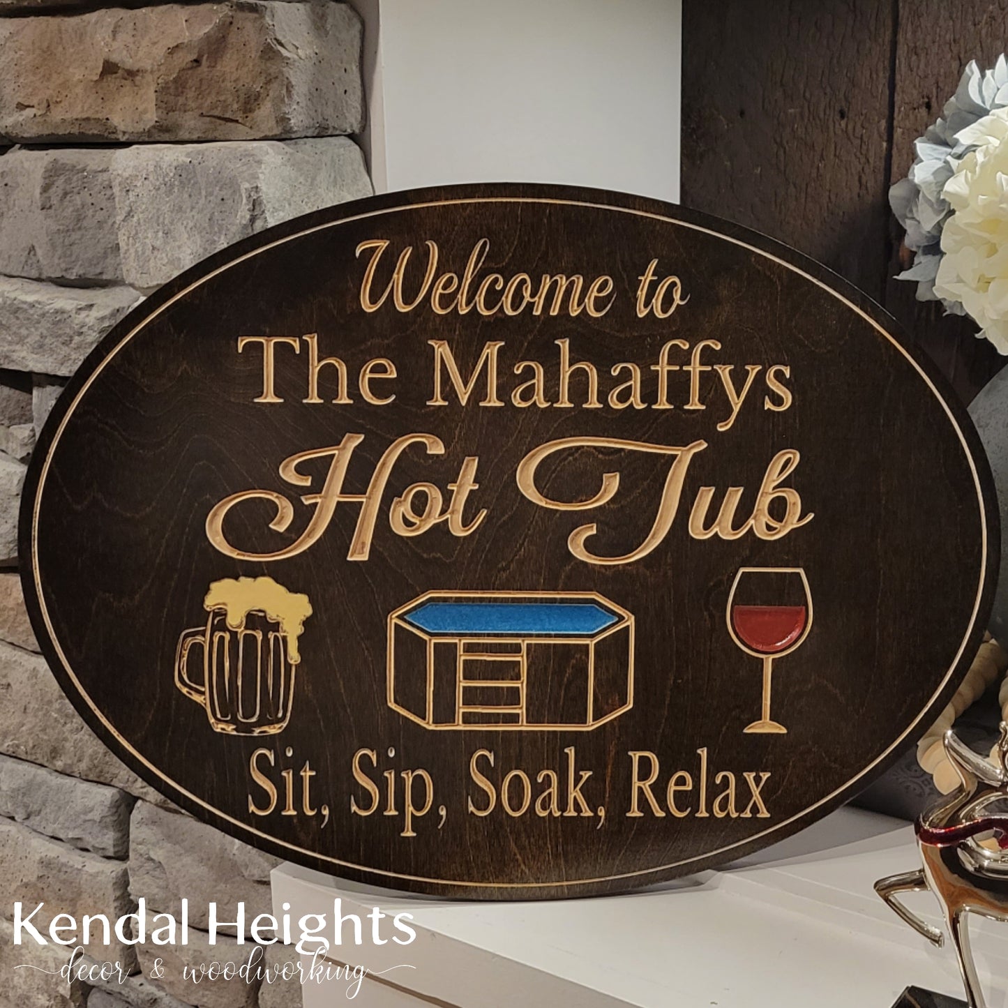 Engraved Hot Tub with Epoxy