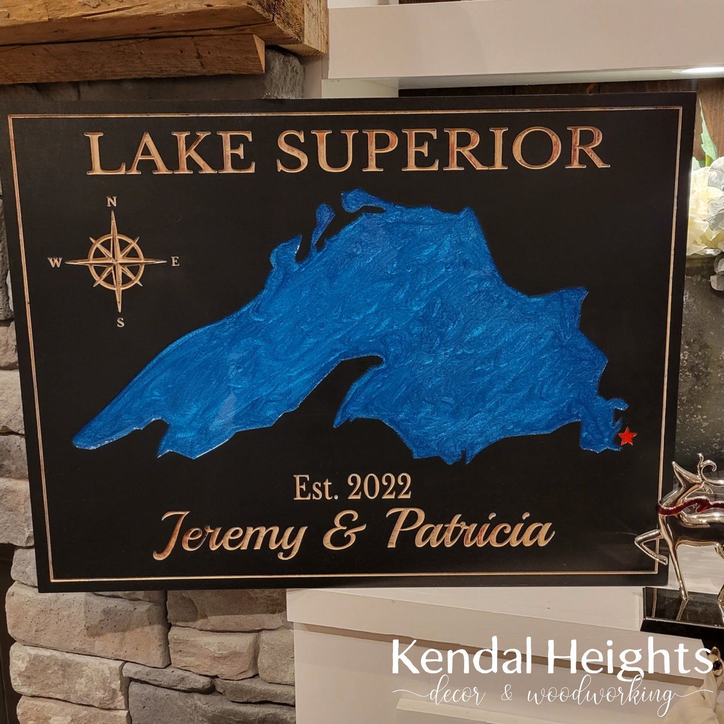 Engraved Lake Sign