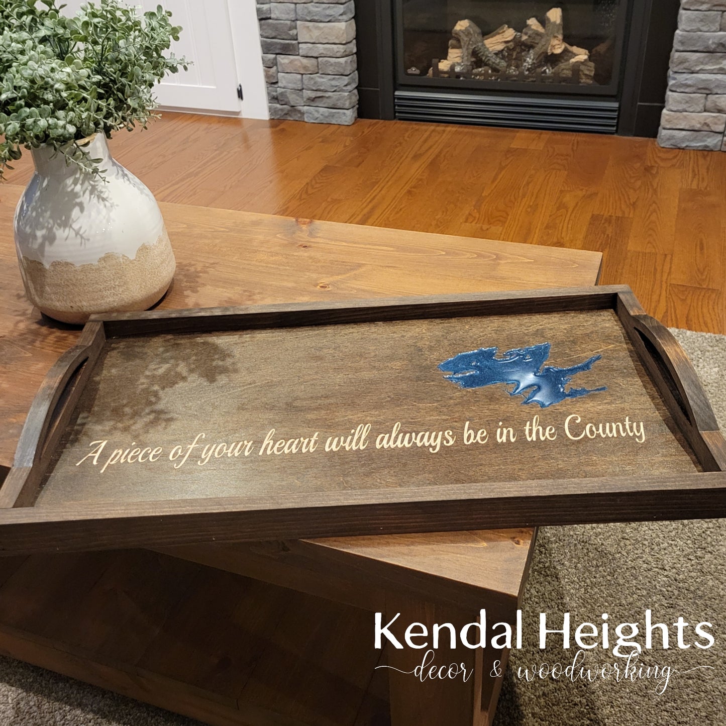 Personalized Tray with wood handles