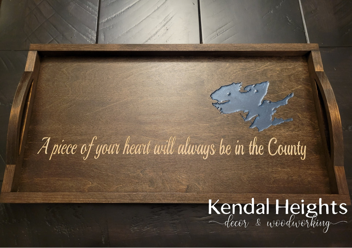 Personalized Tray with wood handles