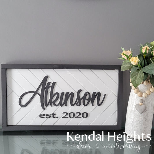 Family Name Herringbone Sign