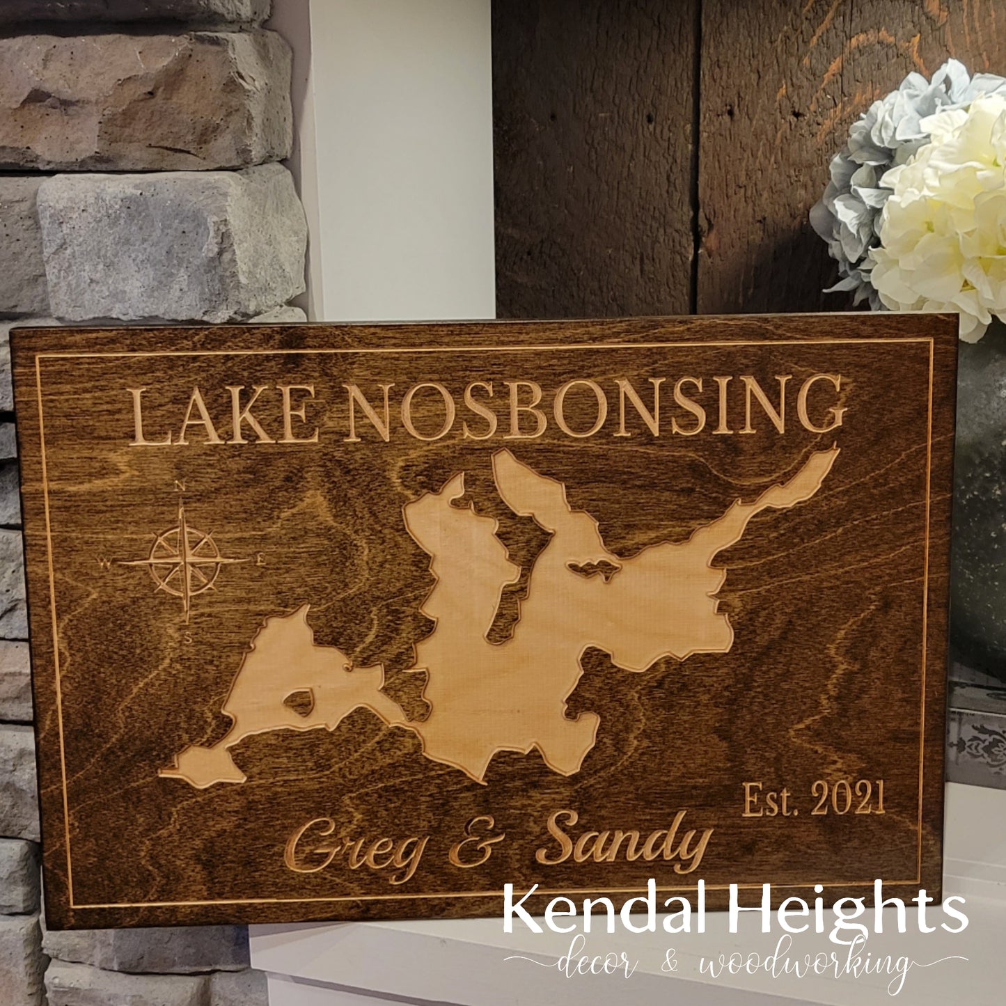 Engraved Lake Sign