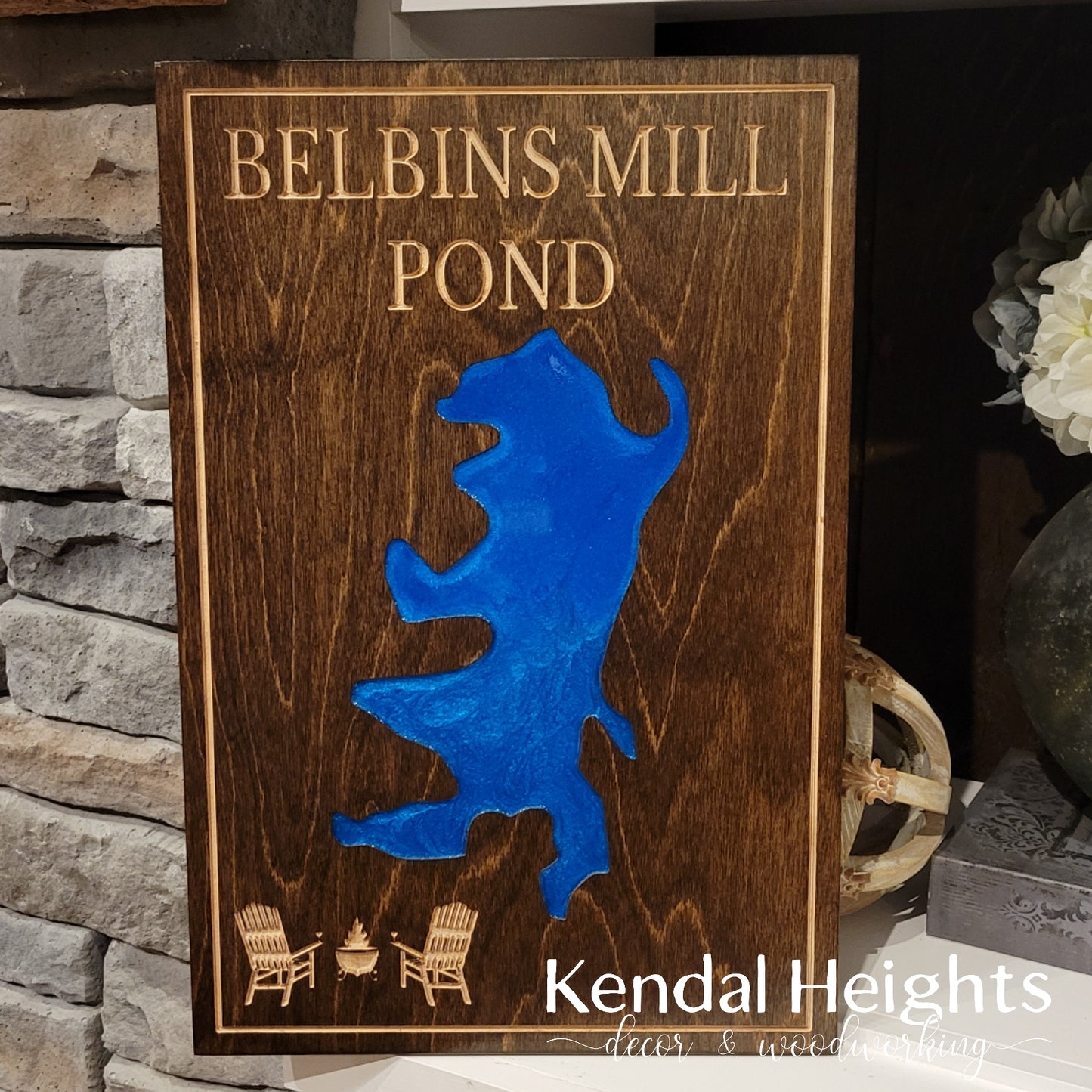Engraved Lake Sign
