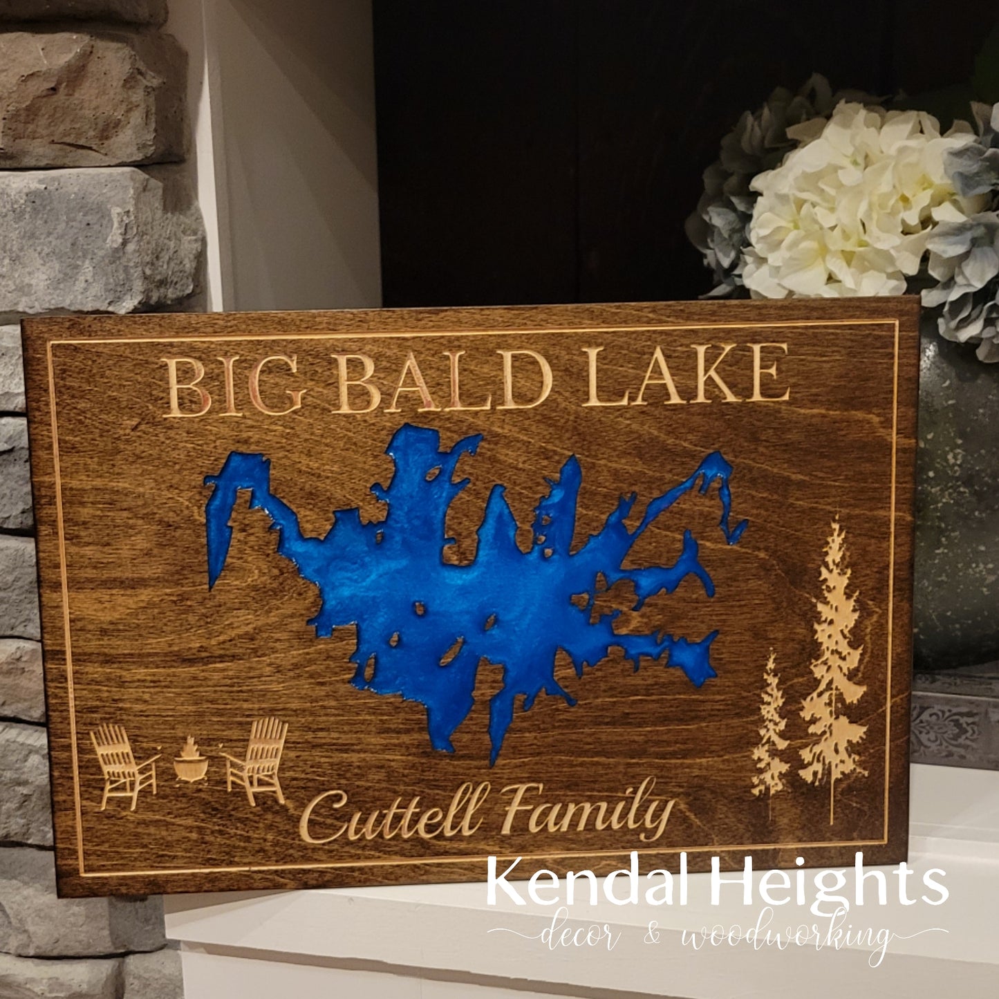 Engraved Lake Sign