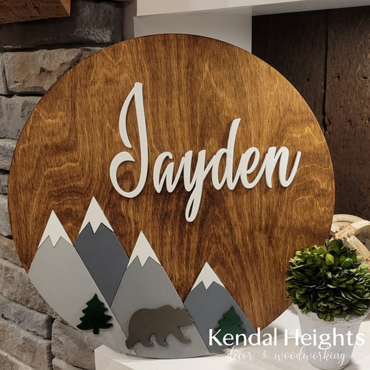 Name Sign - Mountain Backing