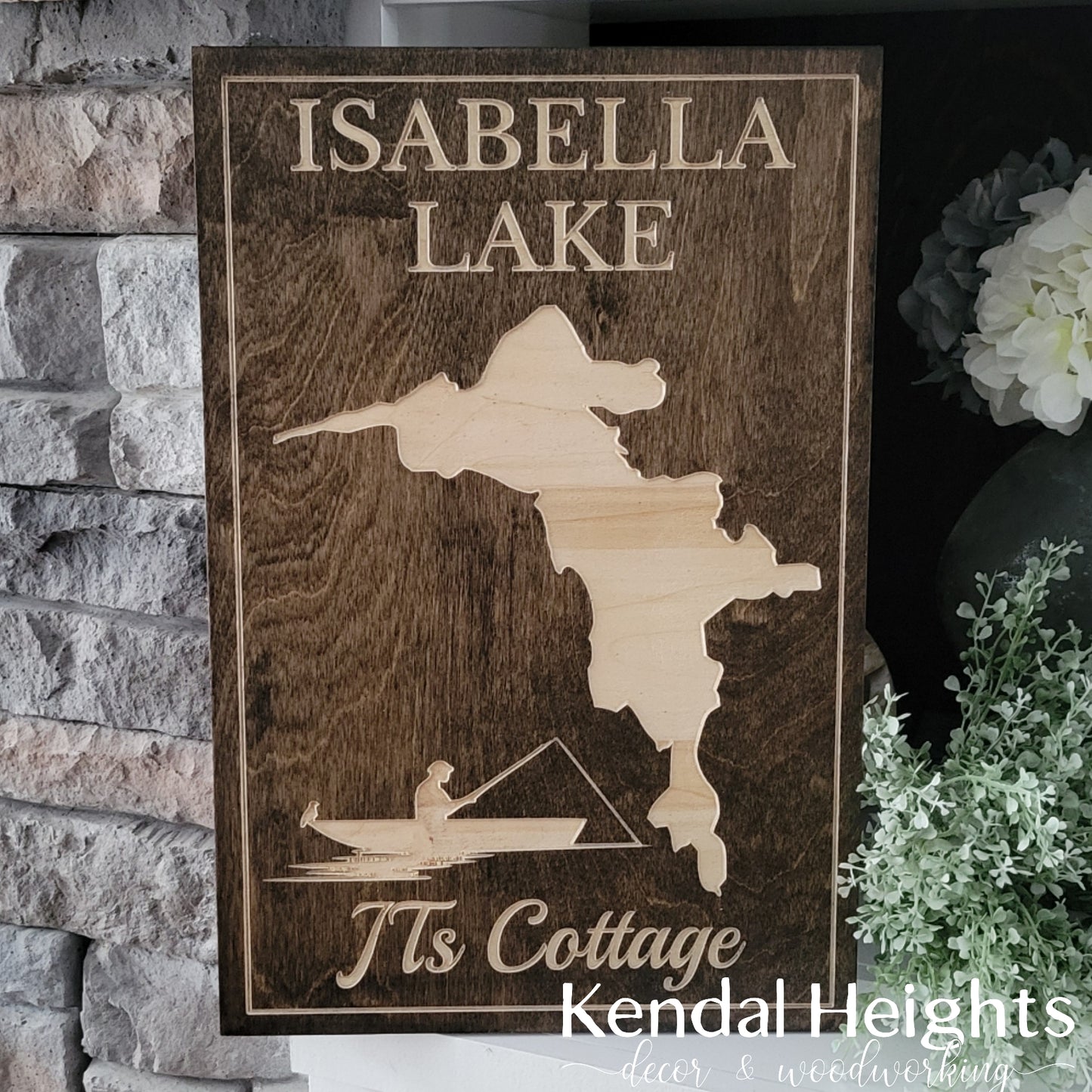 Engraved Lake Sign